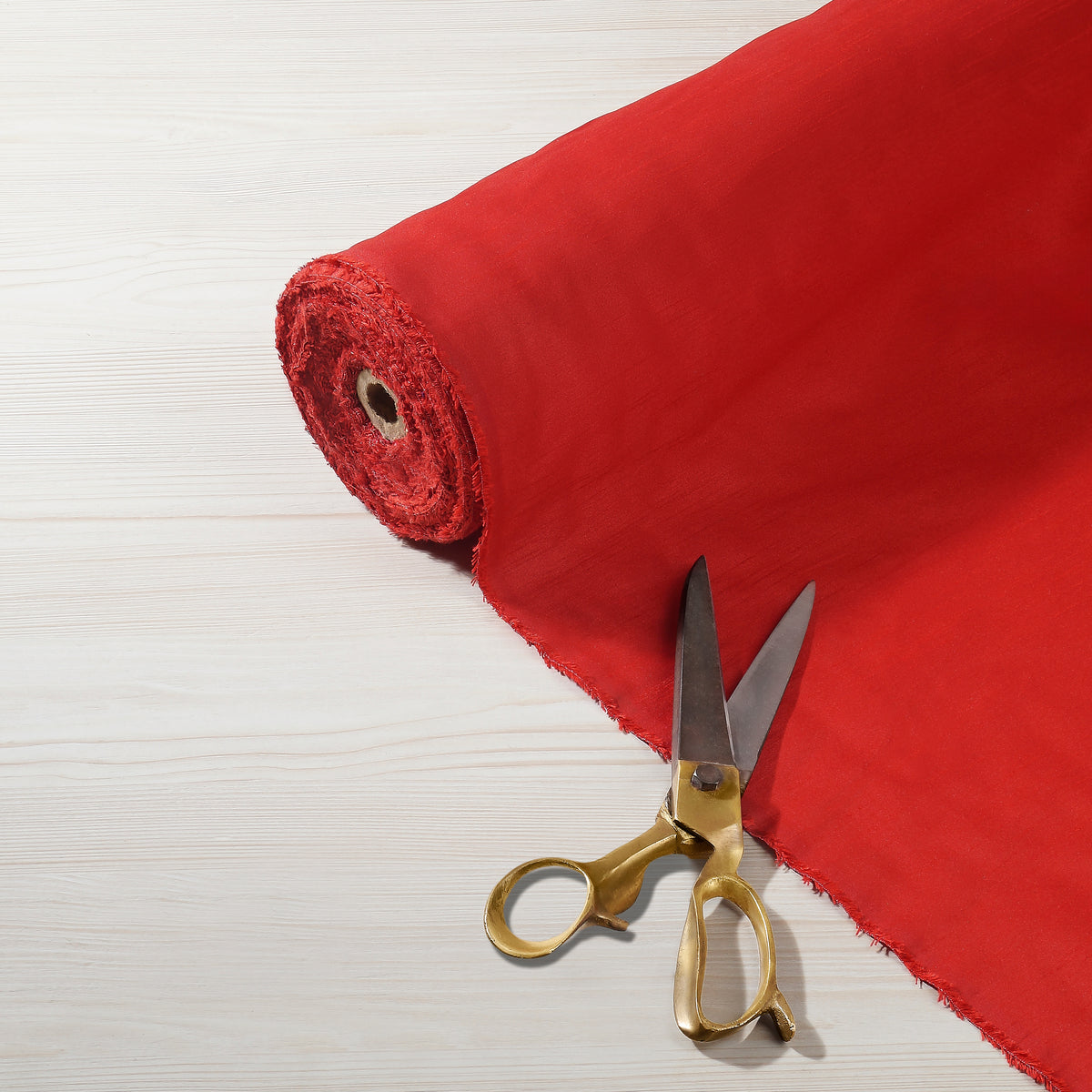 Vegan Silk Fabric Tango Red