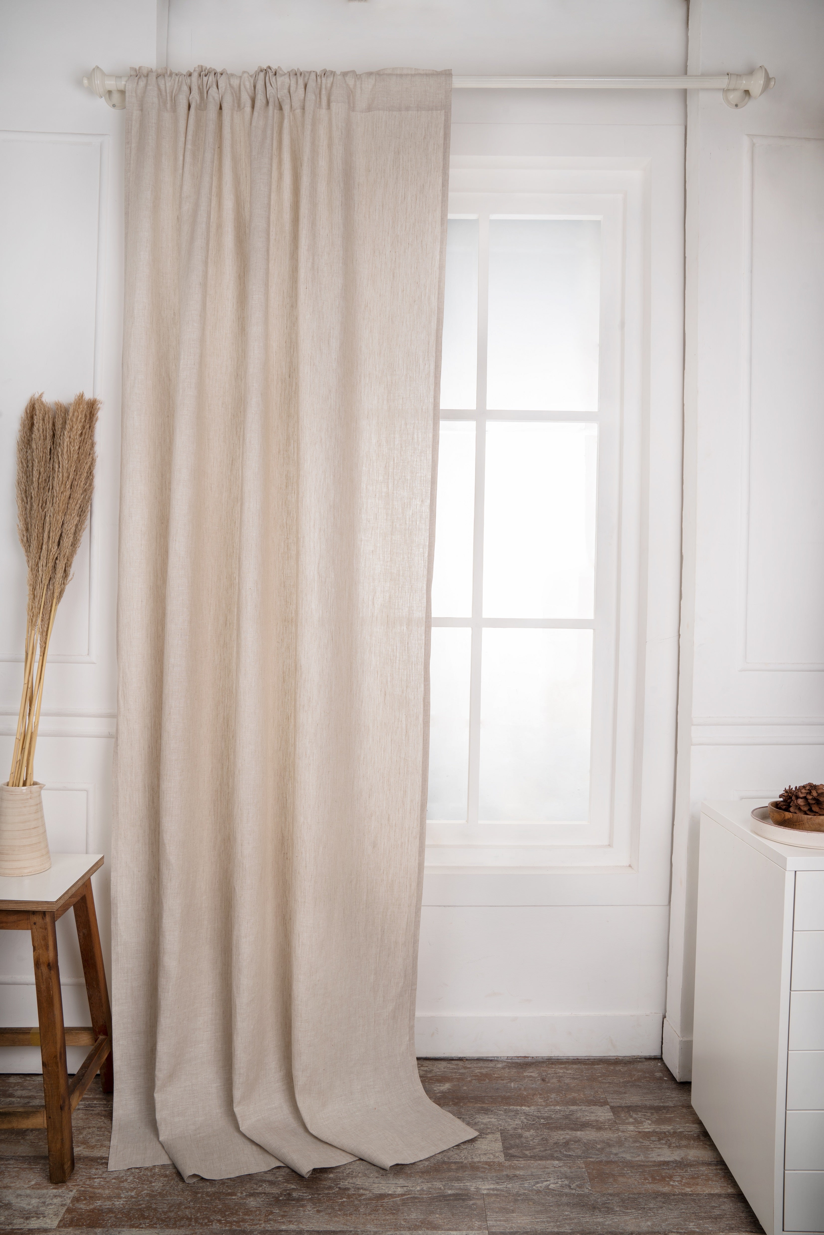 100 Pure Linen Semi Sheer Curtain UV Ray Protection