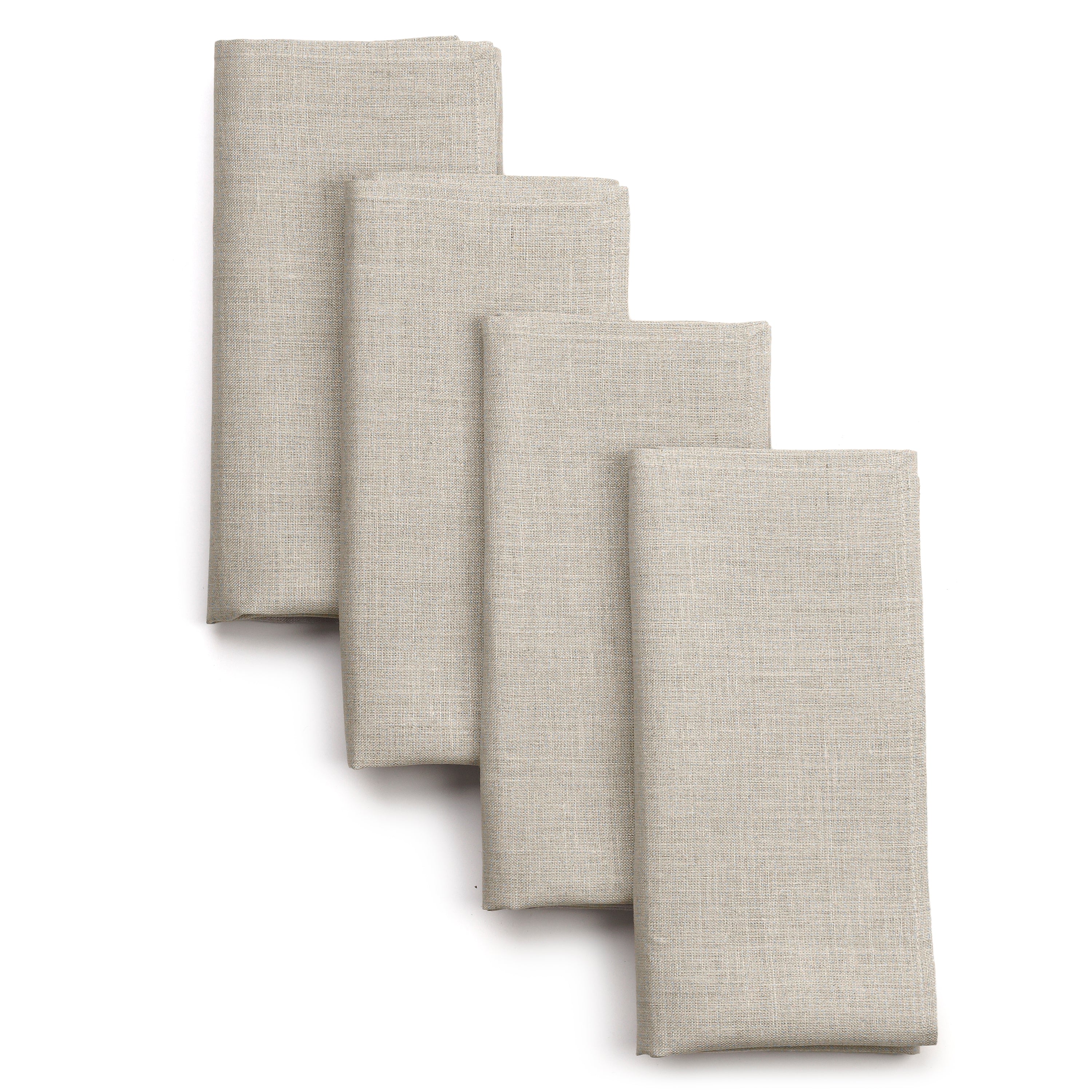 Natural pure linen dinner napkins with mitered corners, 18 x 18 inches, set of 4