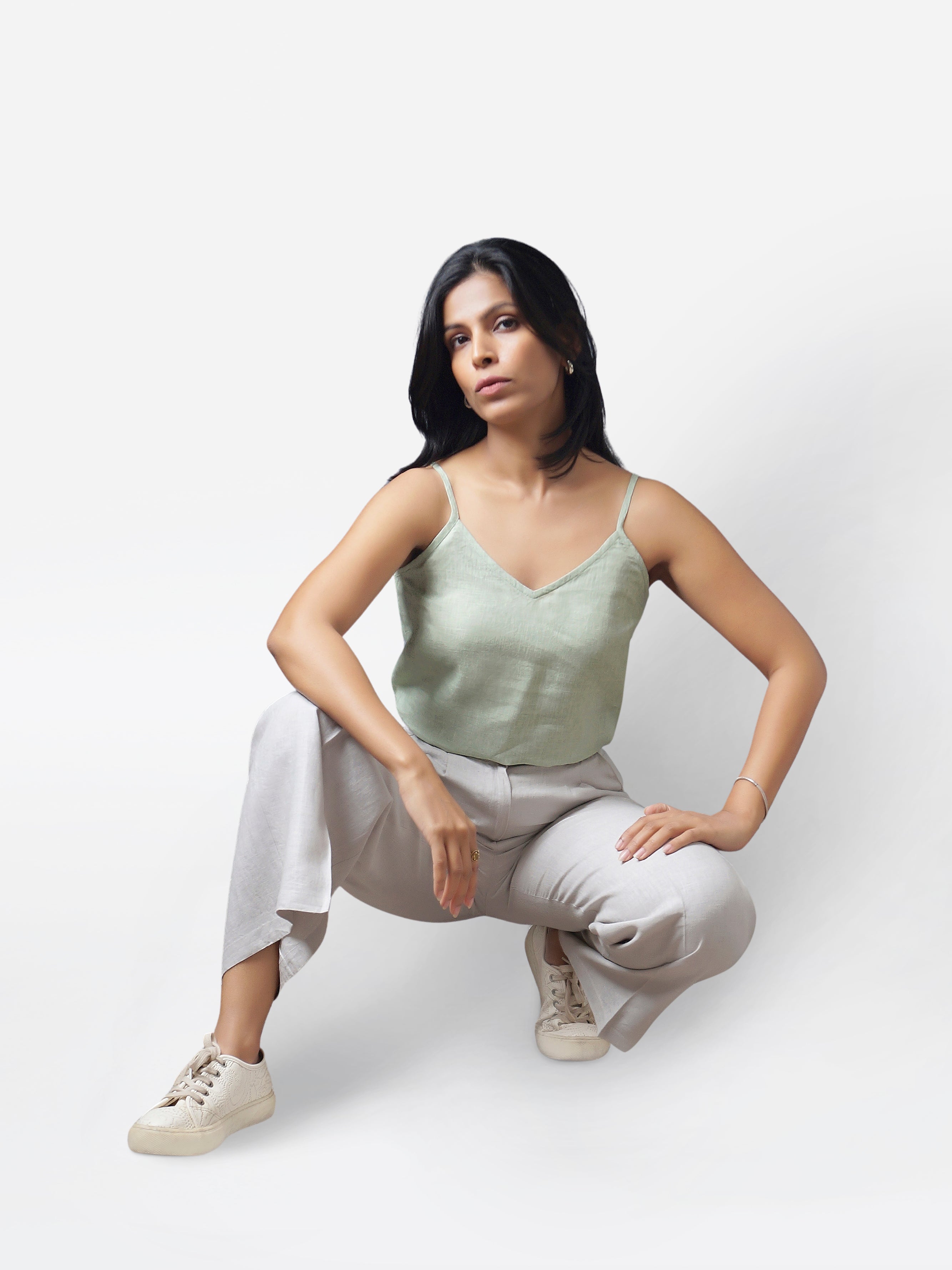 Sage Green Linen Cami Top