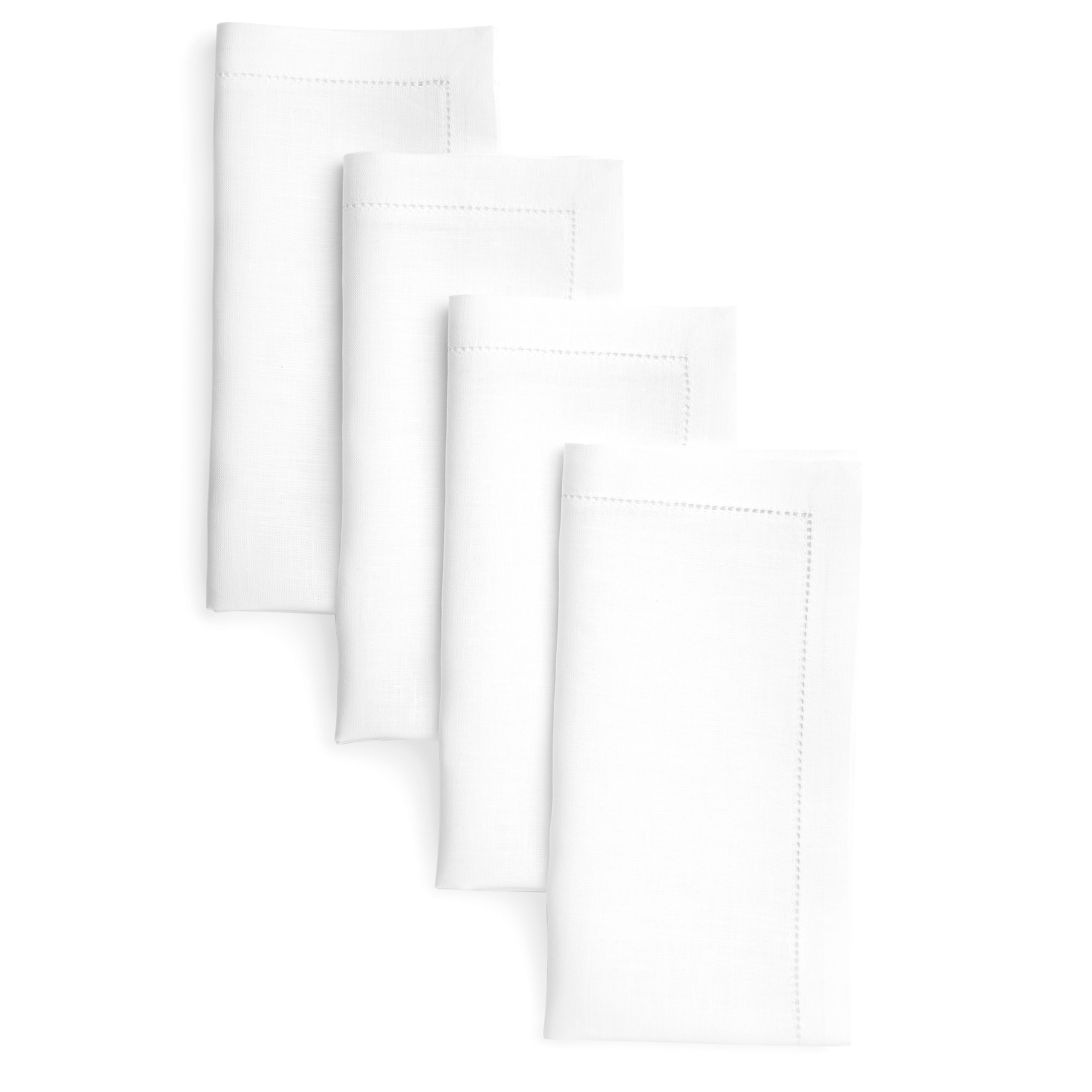 White Linen Napkins, Hemstitch, 20 x 20 inch, 4 pcs