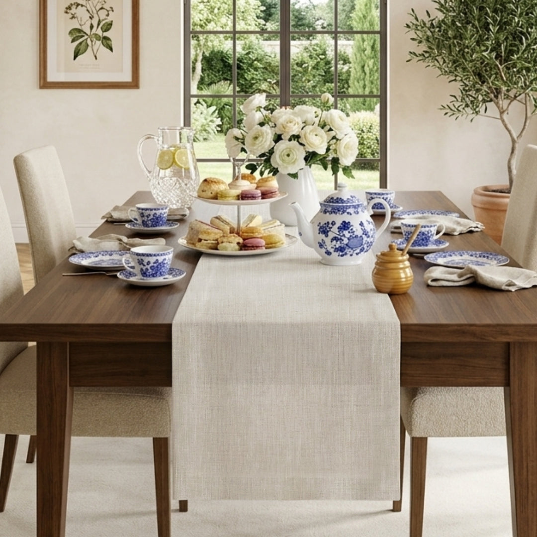 Classic Linen™ Light Natural Table Runner - Mitered Corner