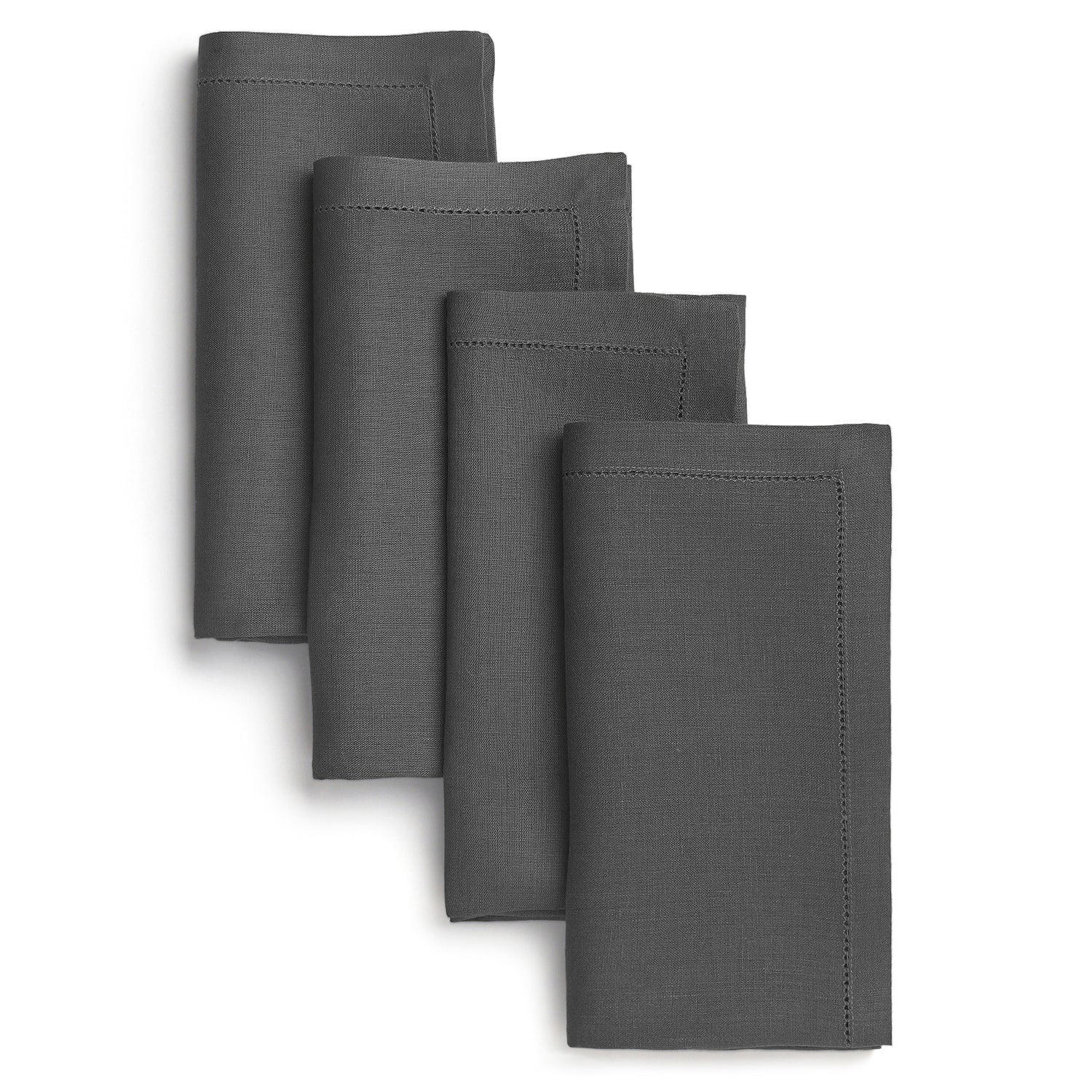 Charcoal Grey Linen Napkins, Hemstitch, 20 x 20 inch, 4 pcs