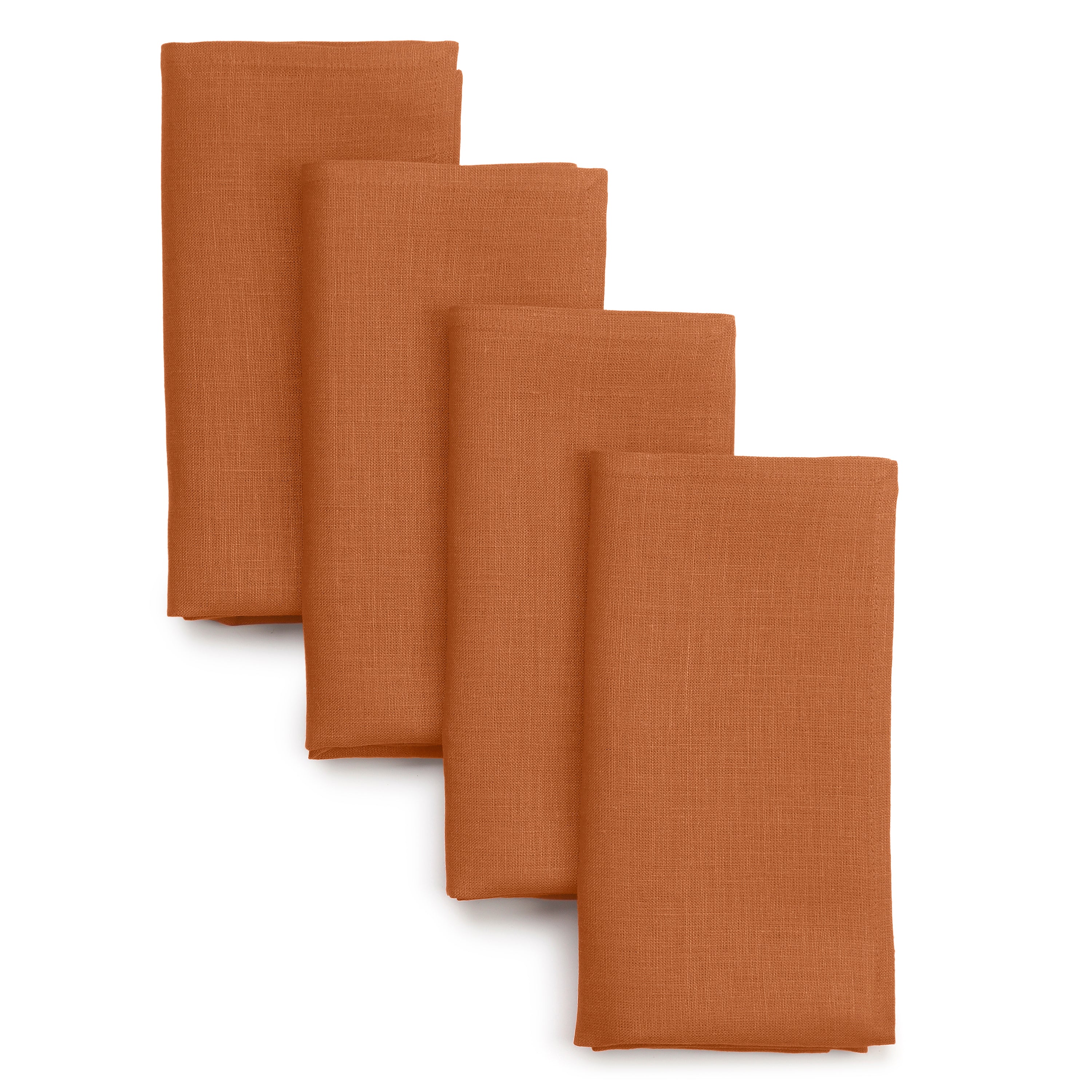 Rust pure linen dinner napkins with mitered corners, 18 x 18 inches, set of 4