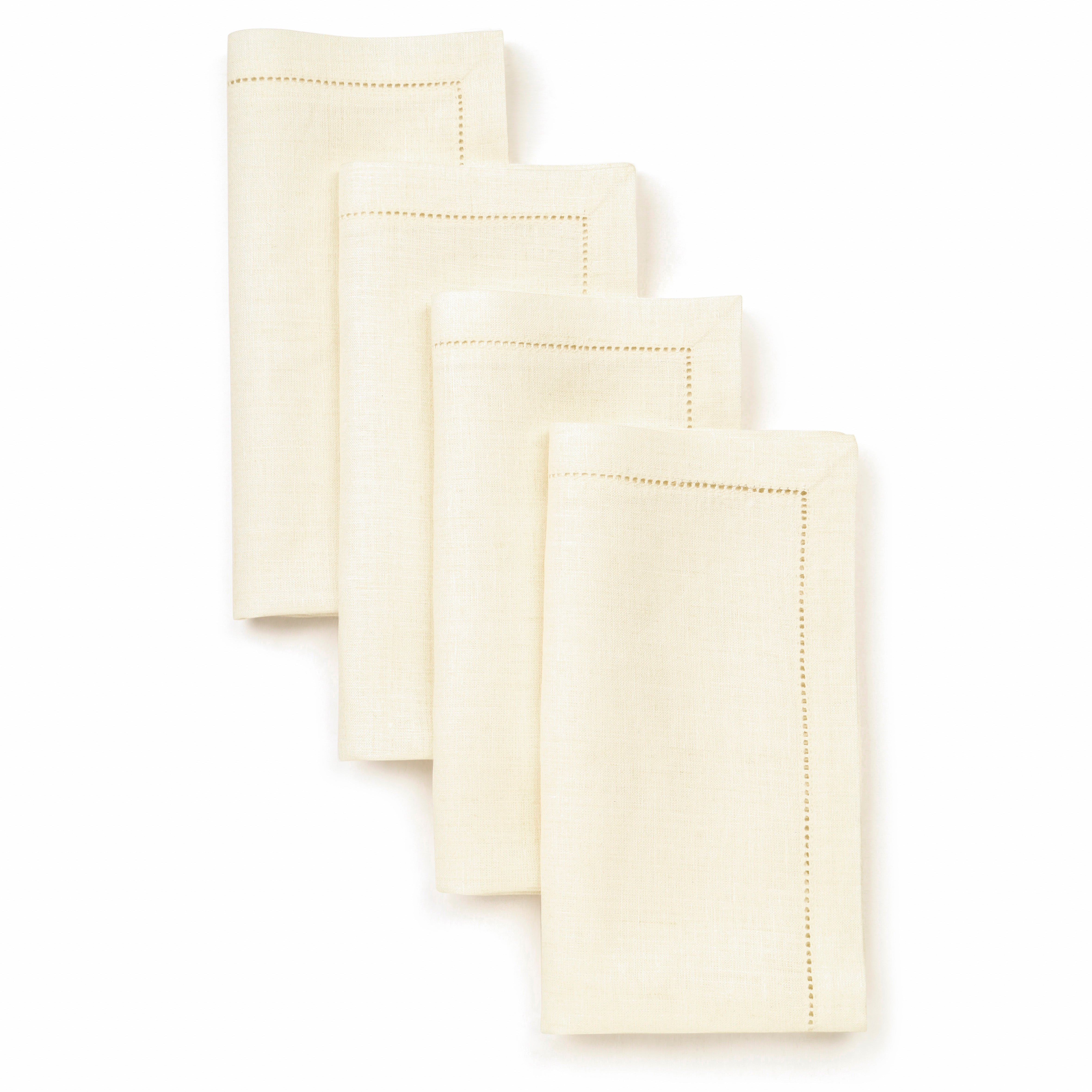 Signature Linen™ Ivory Dinner Napkins - Hemstitch, 4 pcs
