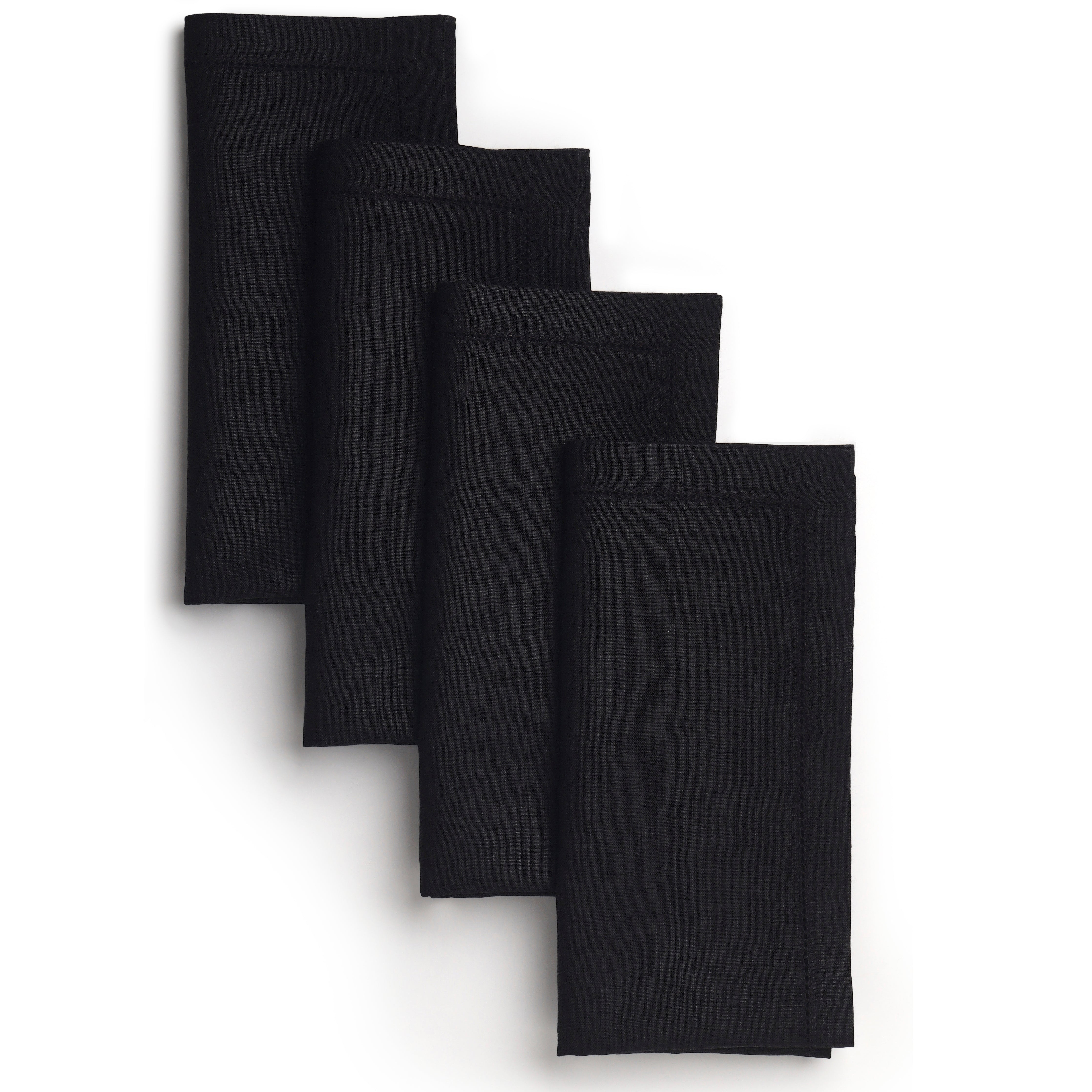 Signature Linen™ Black Dinner Napkins - Hemstitch, 4 pcs
