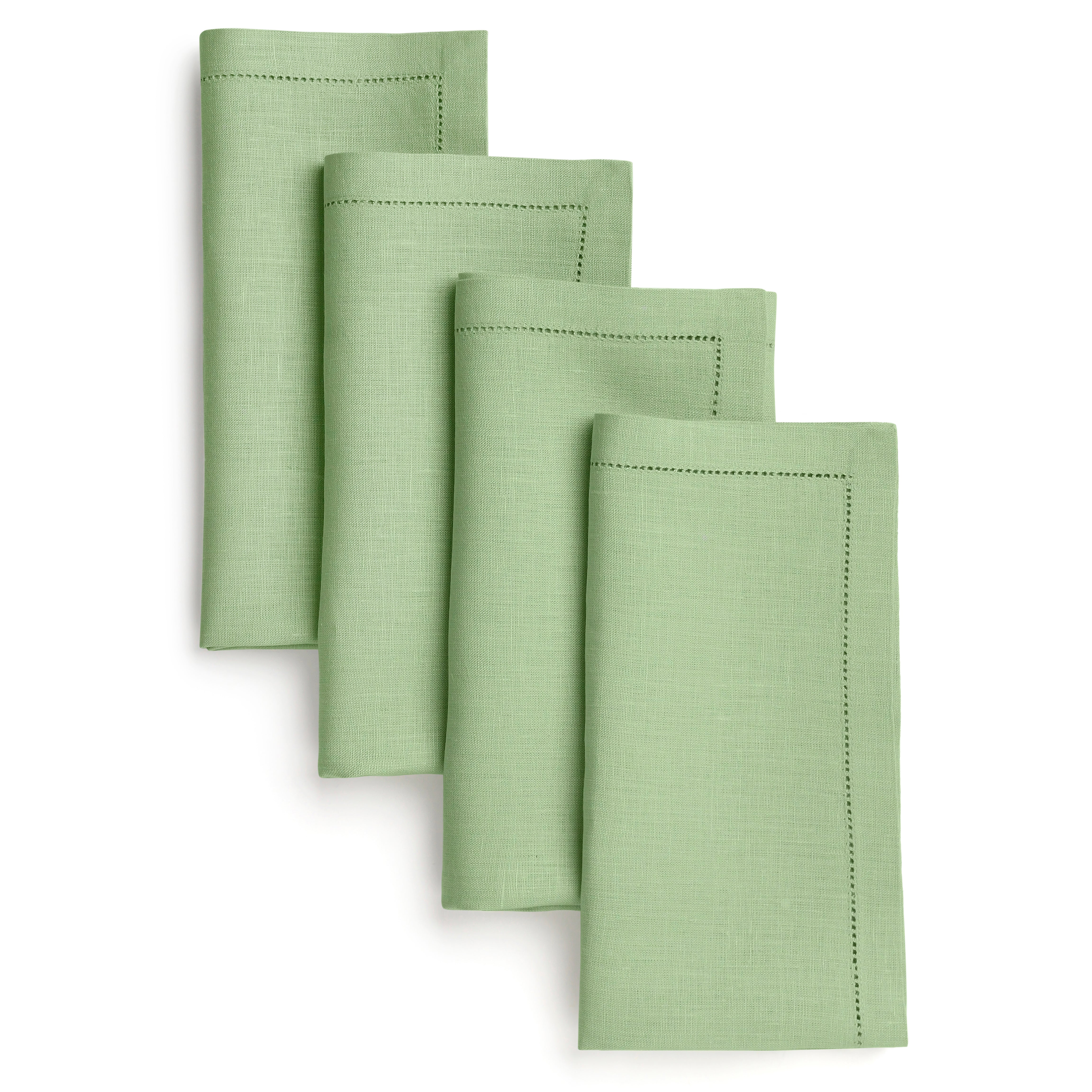 Signature Linen™ Sage Green Dinner Napkins - Hemstitch, 4 pcs