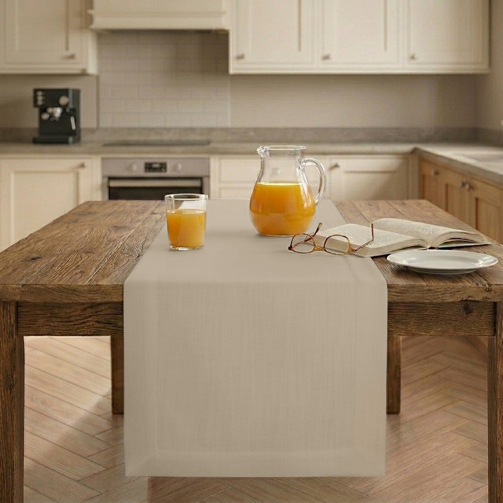 Easy Linen™ Natural Table Runner - Mitered Corner