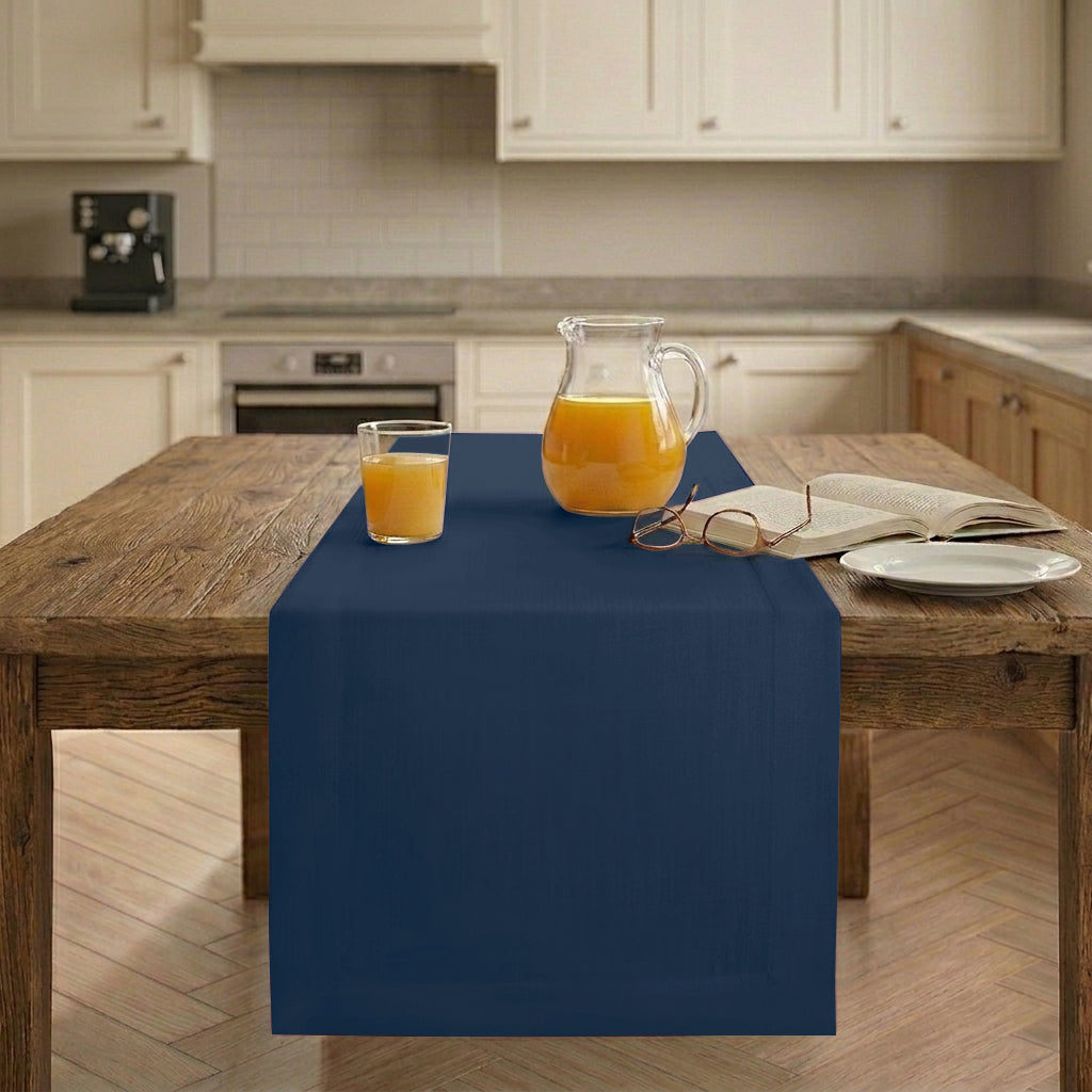 Easy Linen™ Navy Blue Table Runner - Mitered Corner