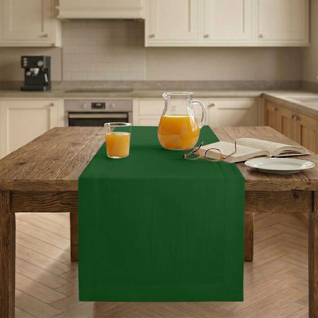 Easy Linen™ Forest Green Table Runner - Mitered Corner