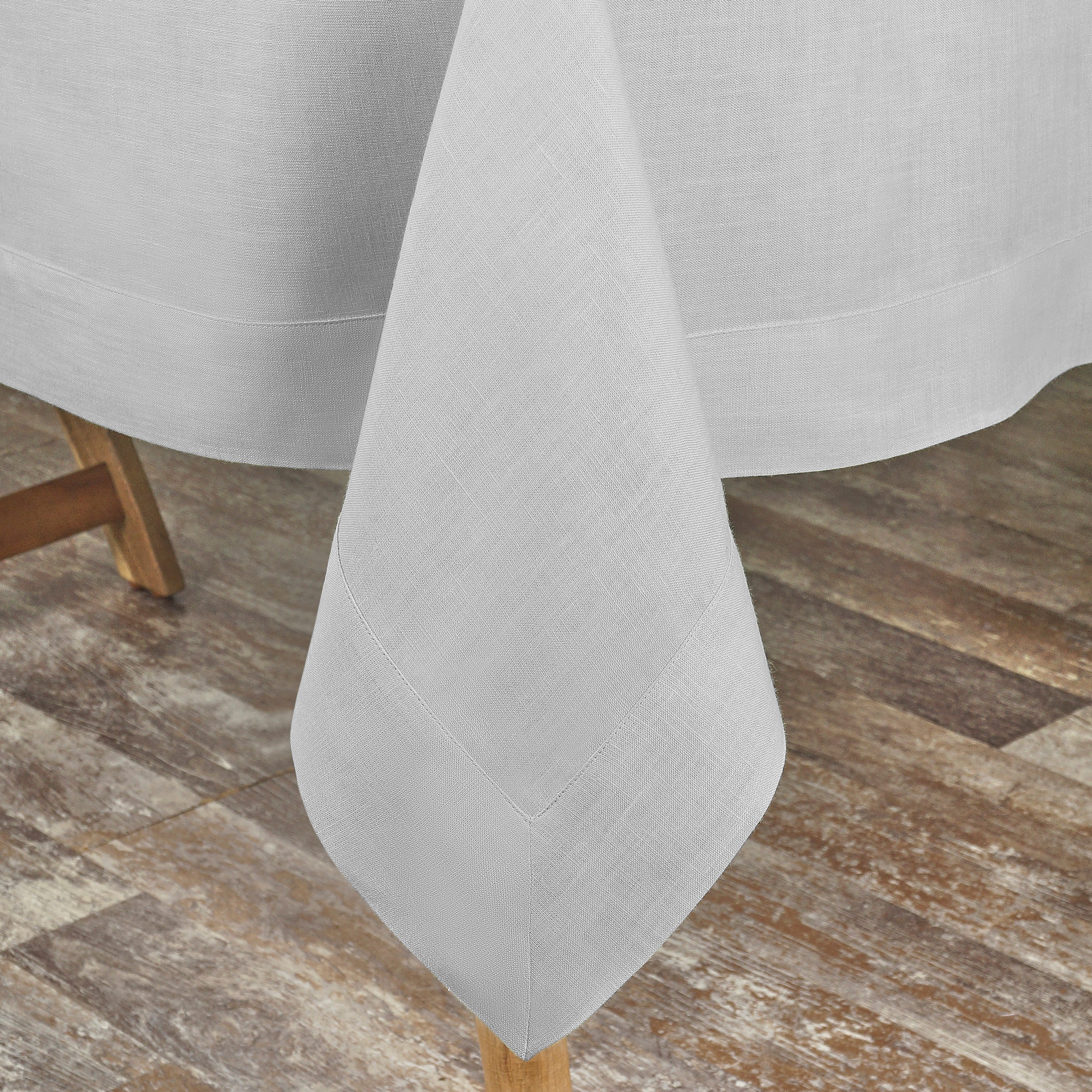 Silver grey pure linen tablecloth styled on a dining table