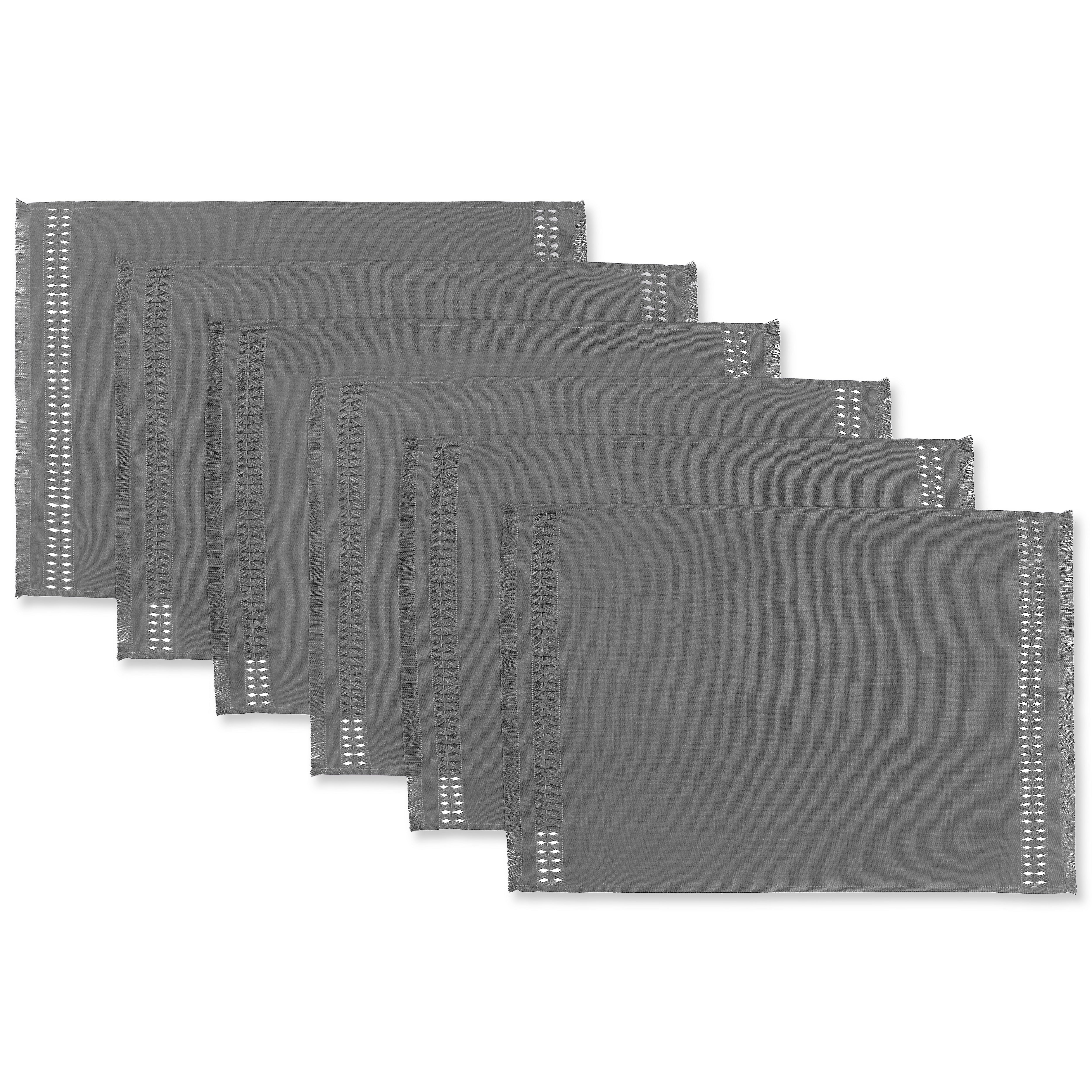 Charcoal grey faux linen placemats styled on a dining table