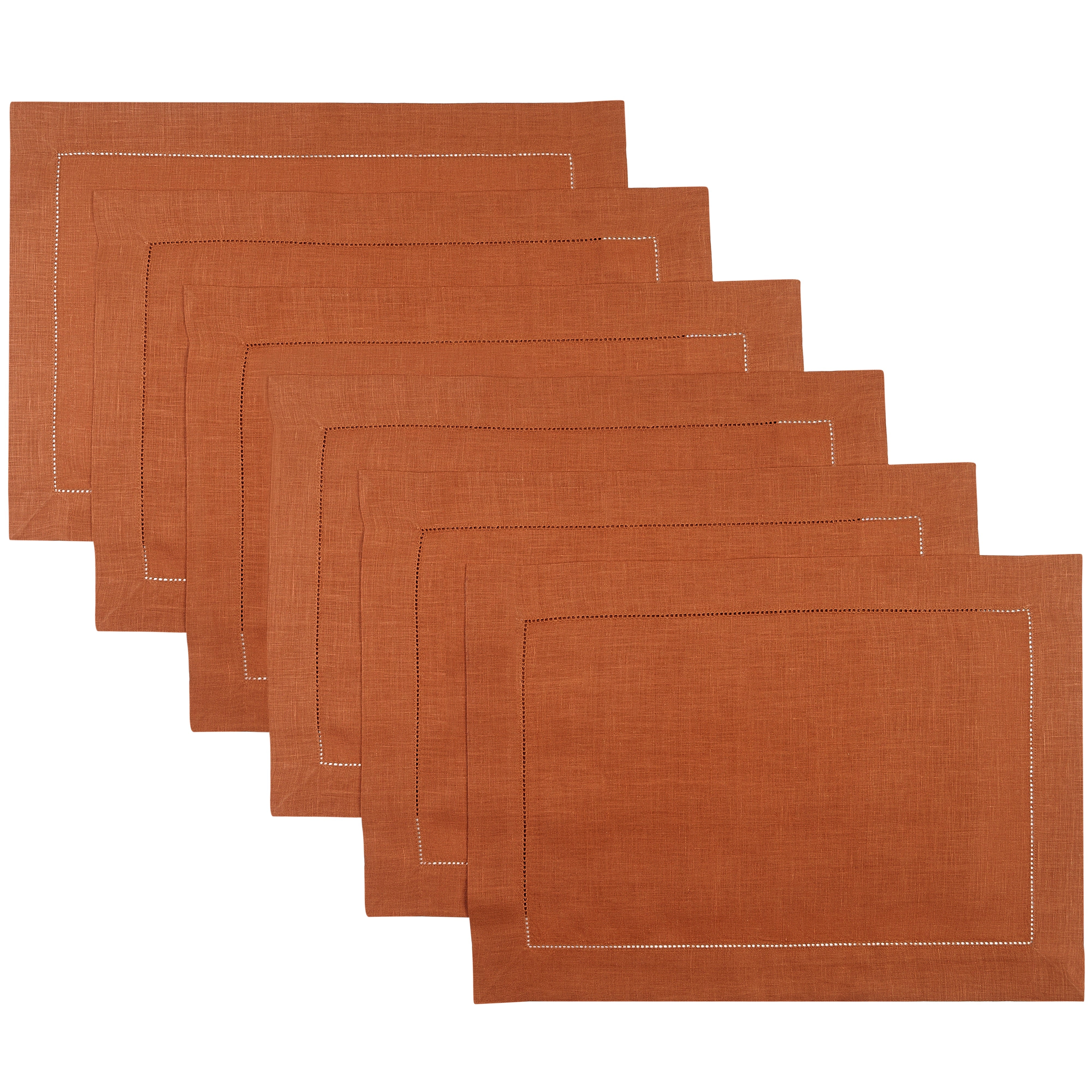 Signature Linen™ Rust Placemats - Hemstitch, 6 pcs