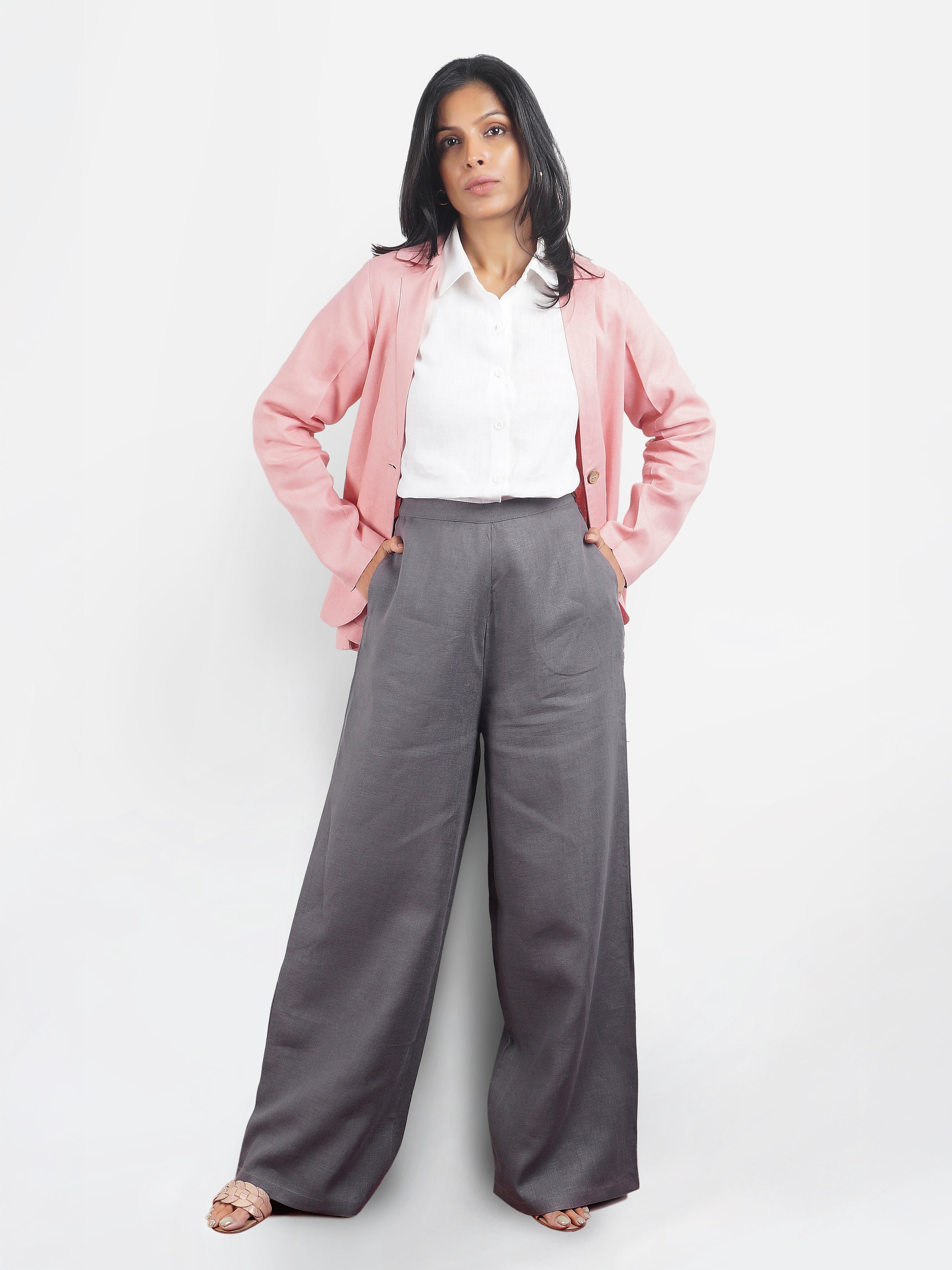 Charcoal Grey Linen Pant