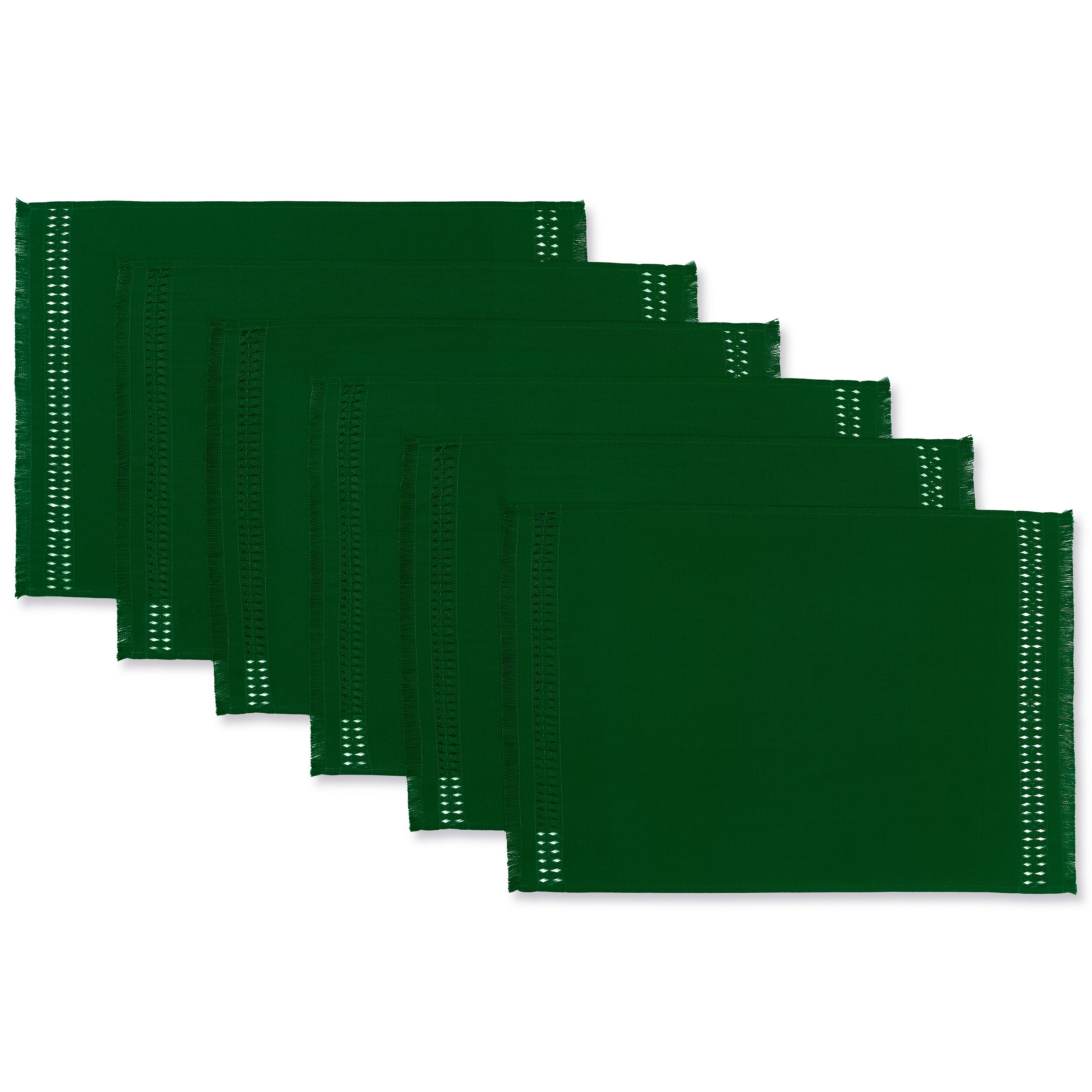 Eden green faux linen placemats styled on a dining table