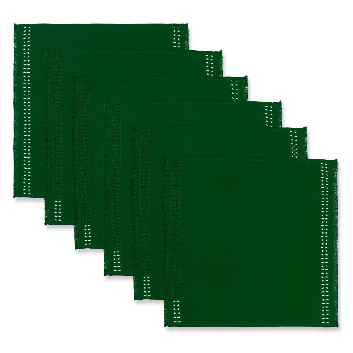 Eden green faux linen dinner napkins styled on a dining table