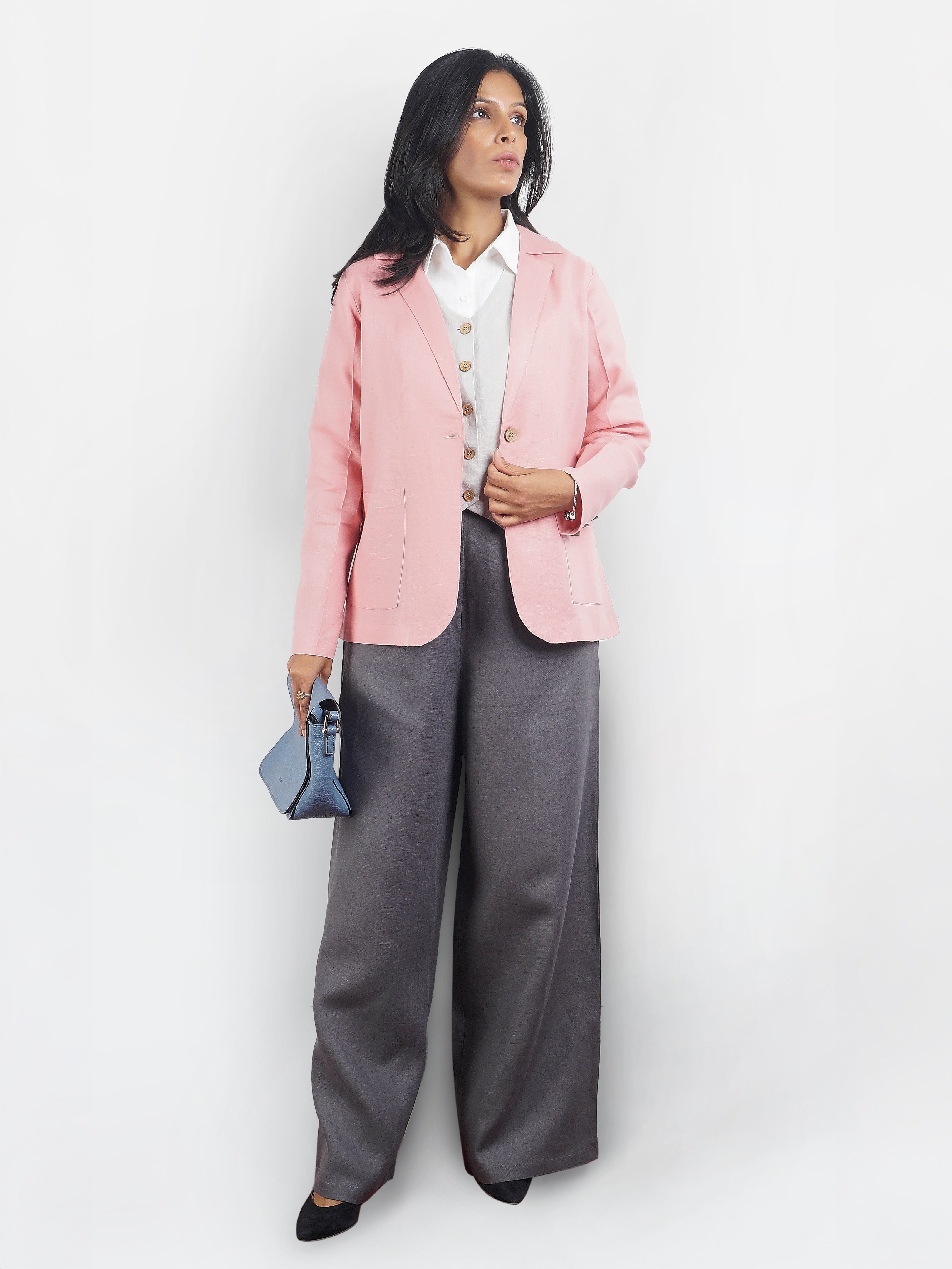 Dusty Pink Linen Blazer