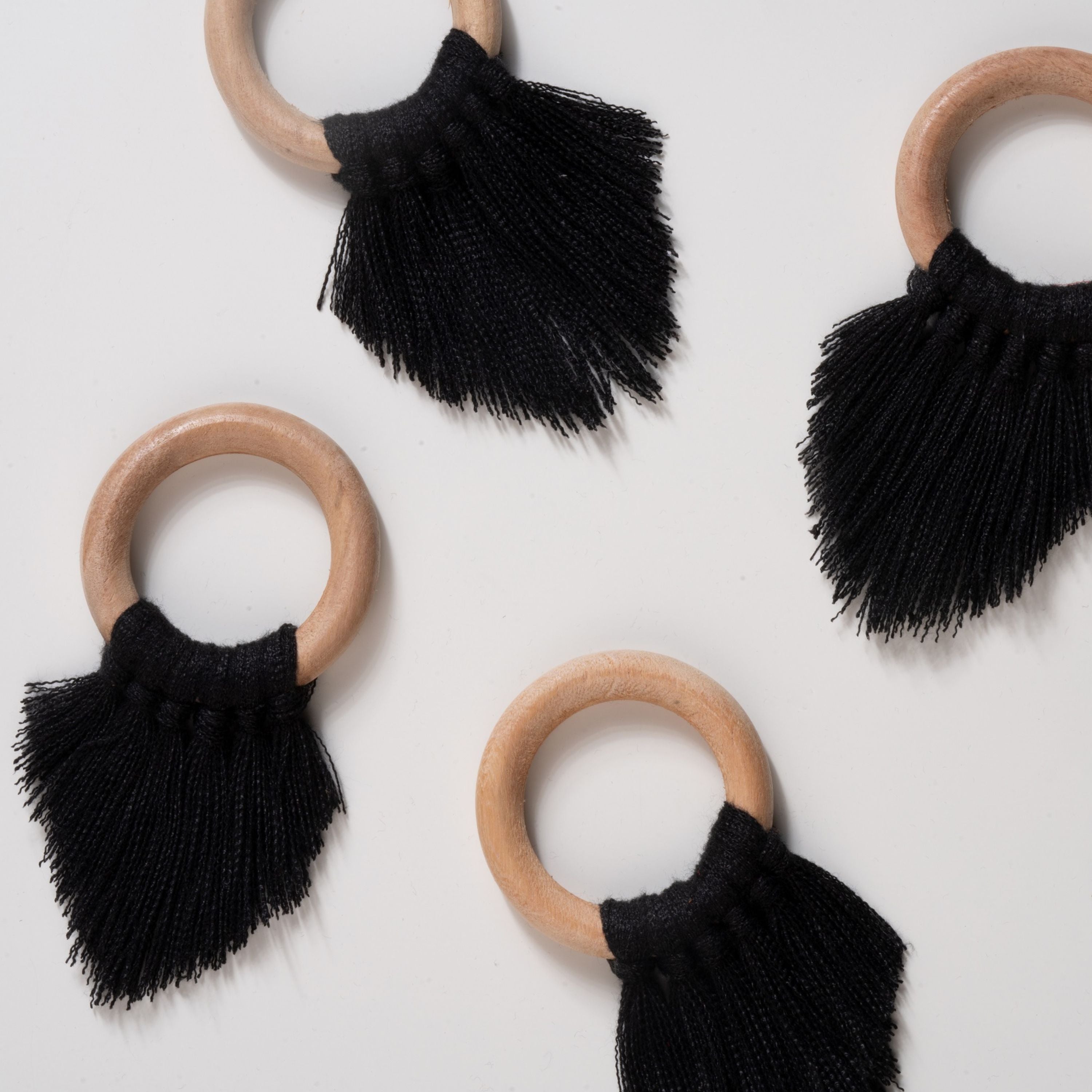 Black Napkin Rings With Fringe