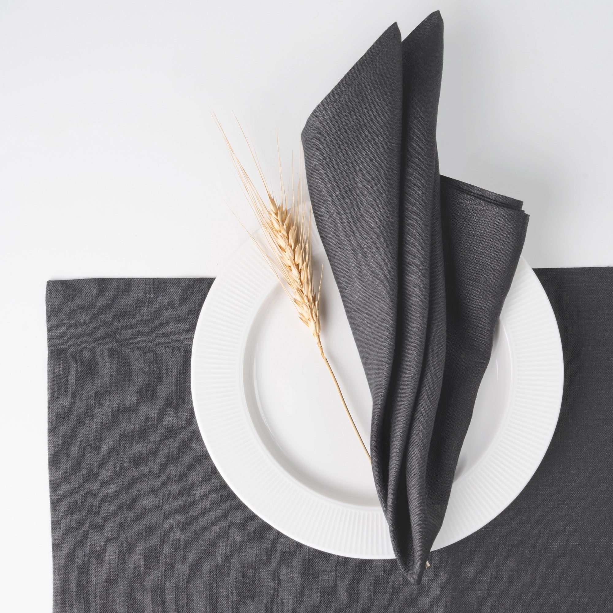 Charcoal Grey Linen Napkins, Hemmed, 18 x 18 inch, 6 pcs