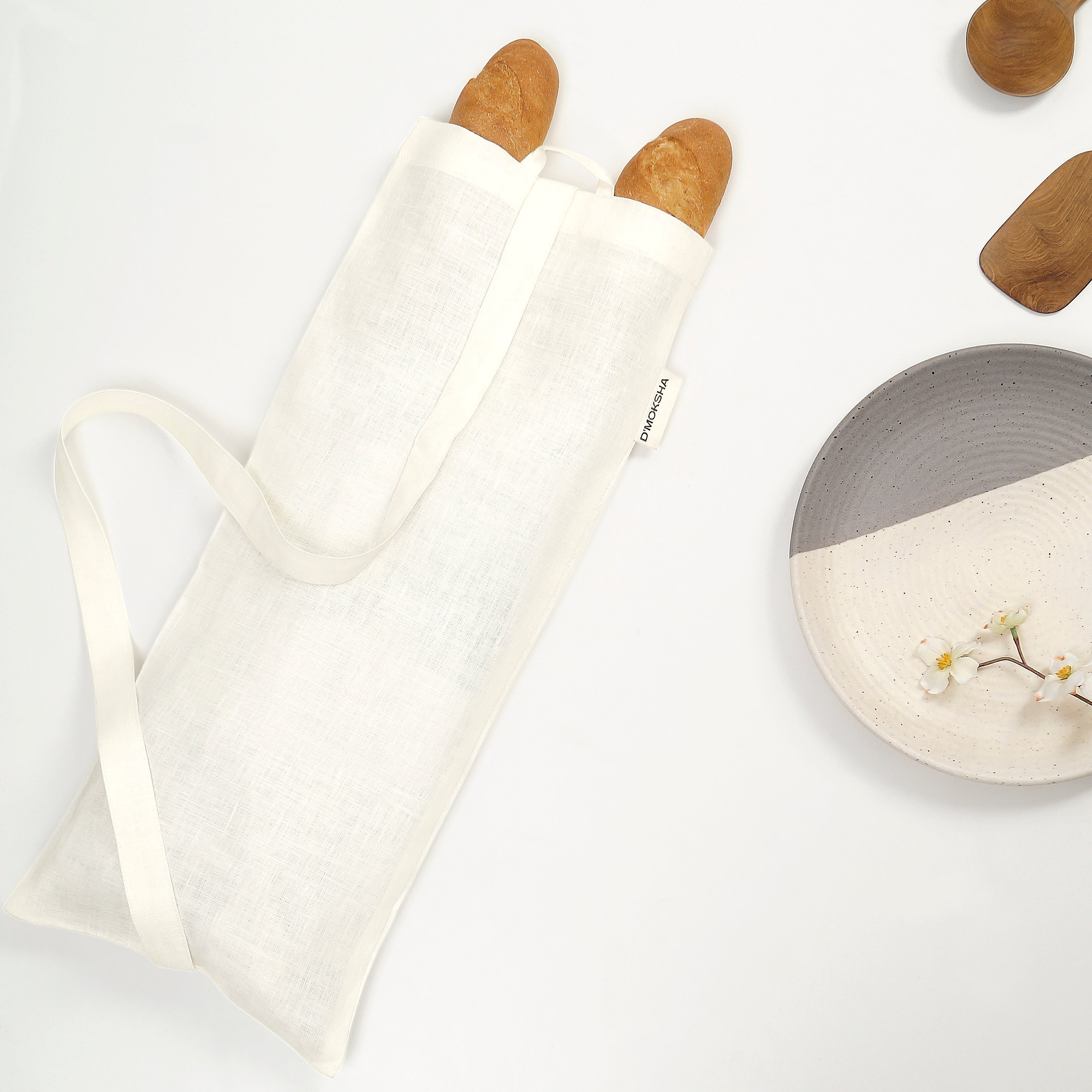 Ivory Linen Bread Bag