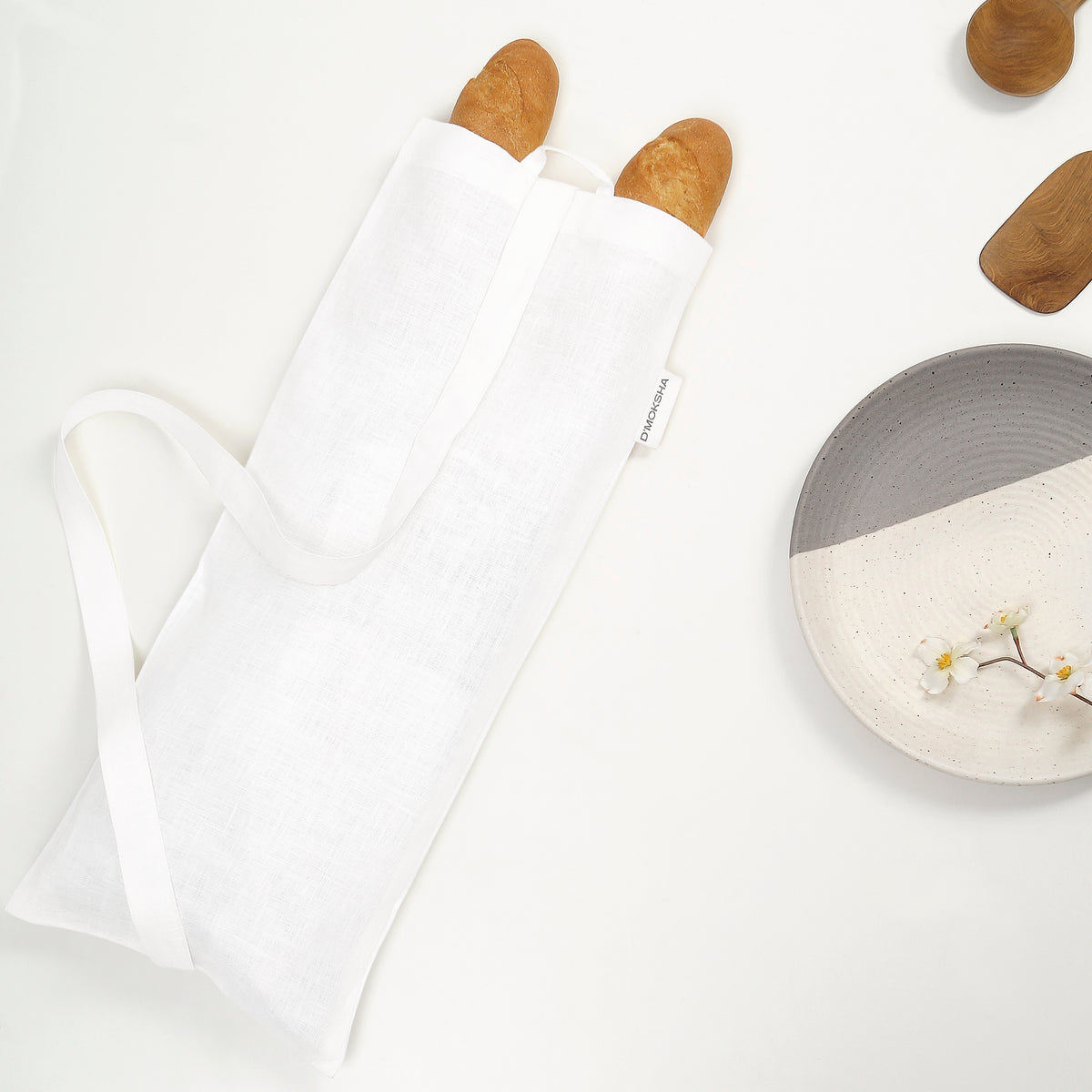 White Linen Bread Bag