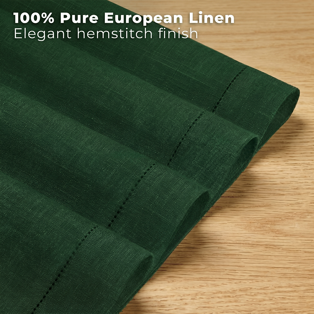 Signature Linen™ Forest Green Chambray Placemats - Hemstitch, 4 pcs
