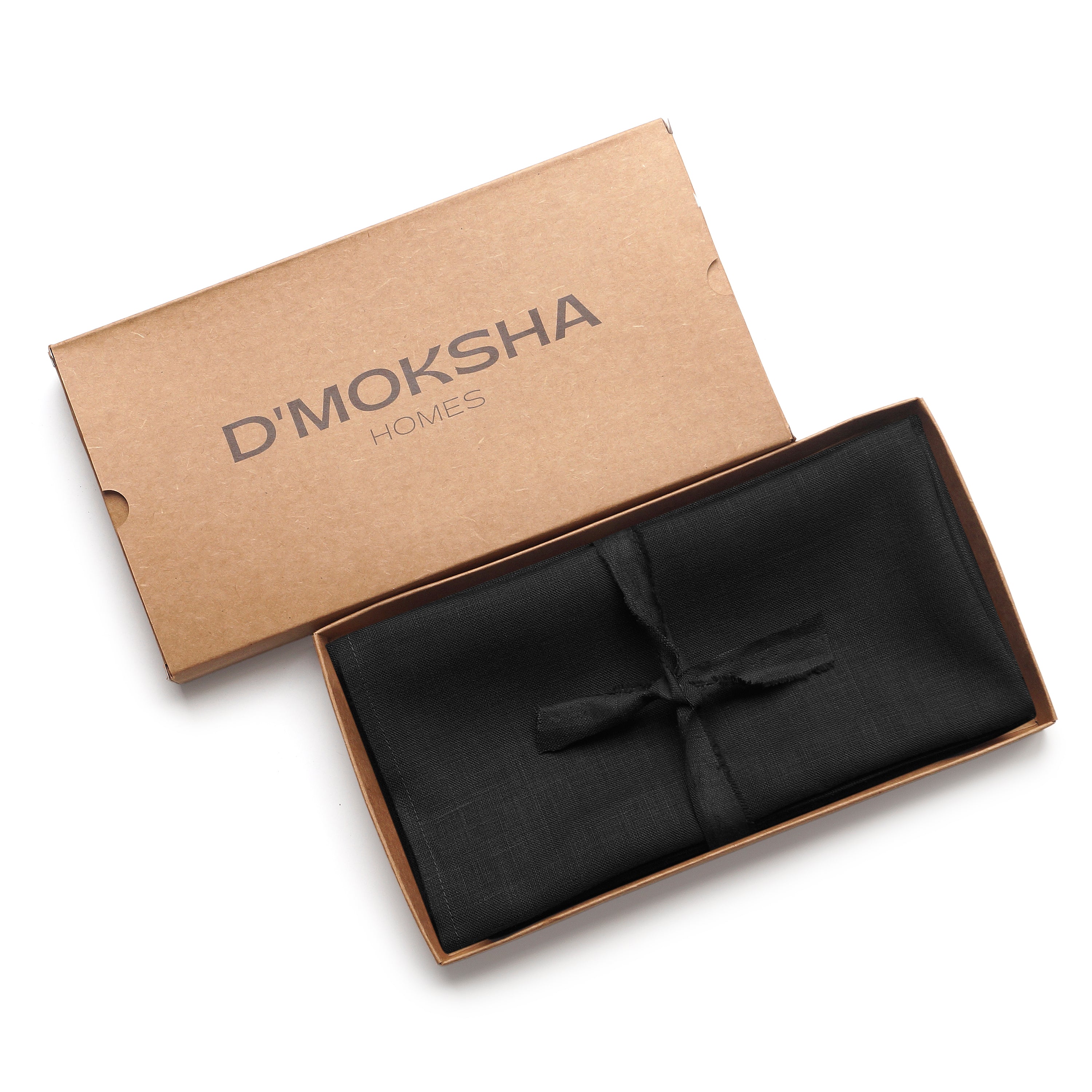 Black pure linen dinner napkins with matching D'Moksha table linens