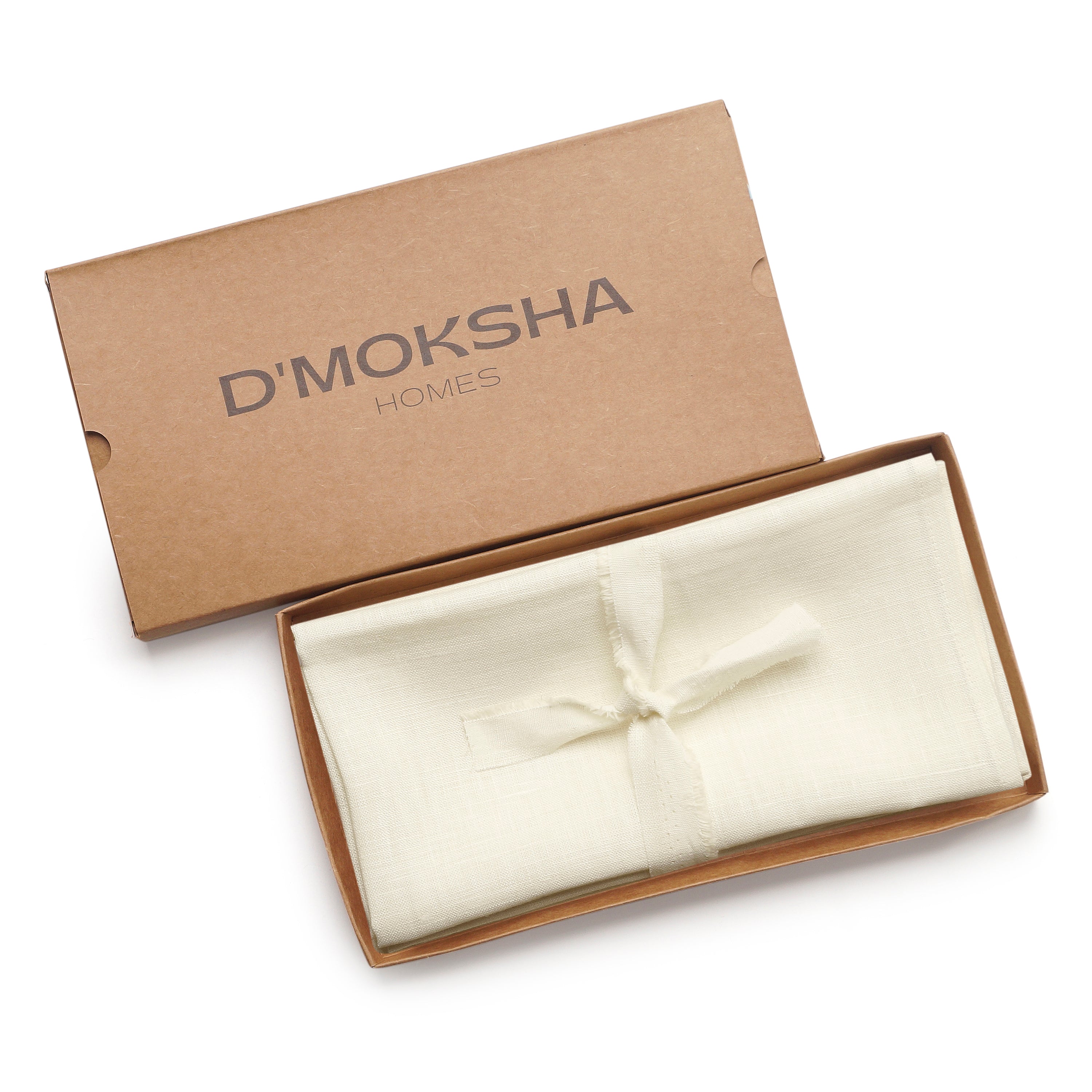 Close-up of the mitered corners on ivory pure linen dinner napkins