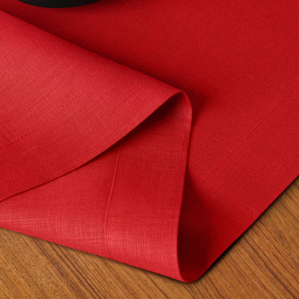 100% Pure Linen Fabric Bright Red