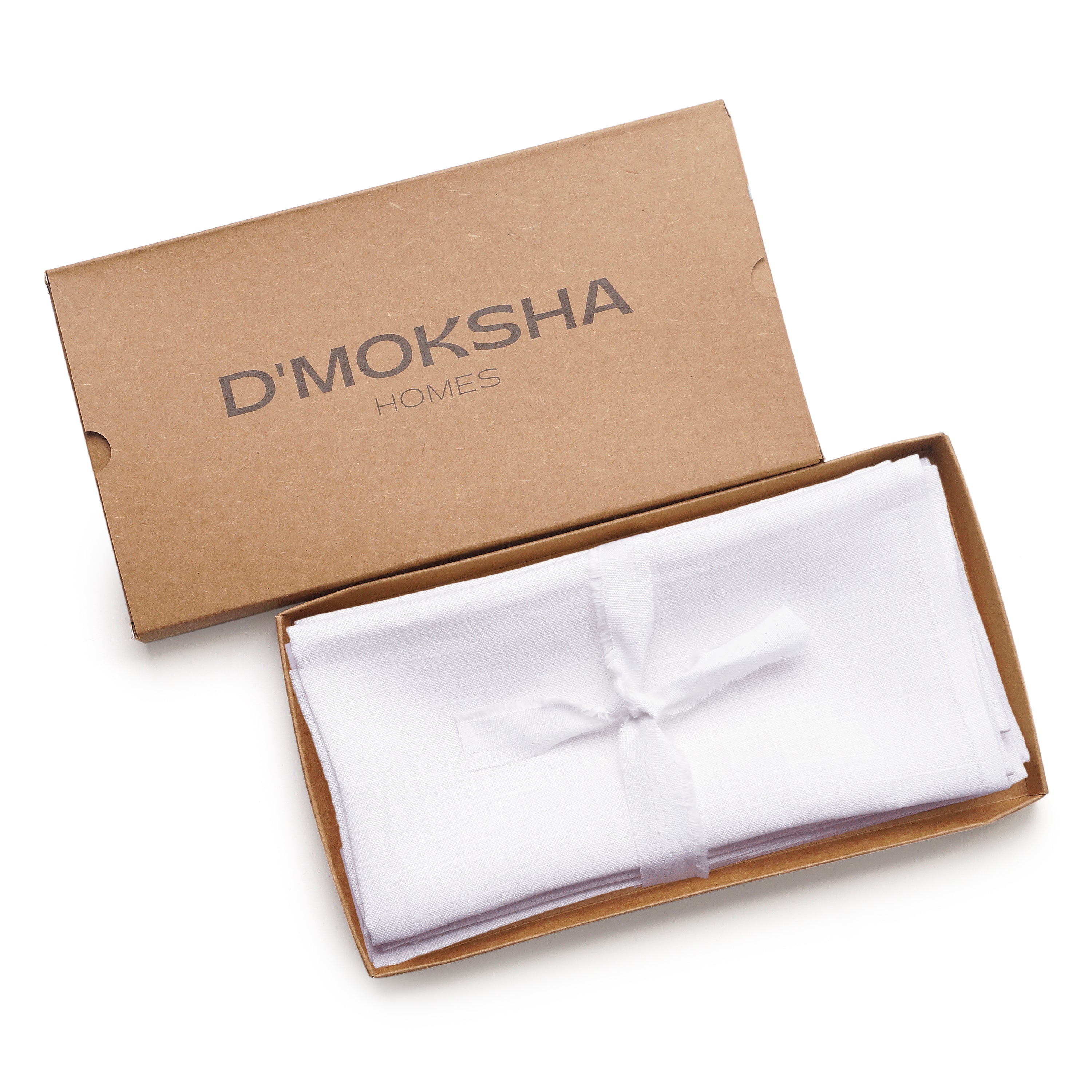 White pure linen dinner napkins folded to show fabric texture