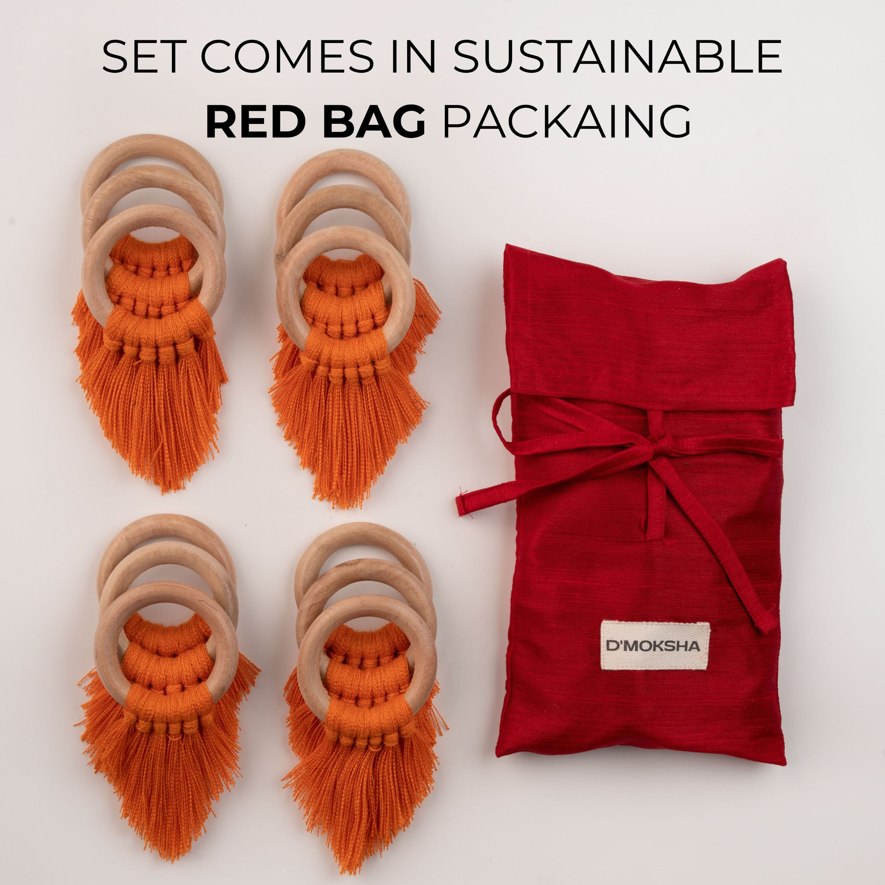 Orange Napkin Rings With Fringe