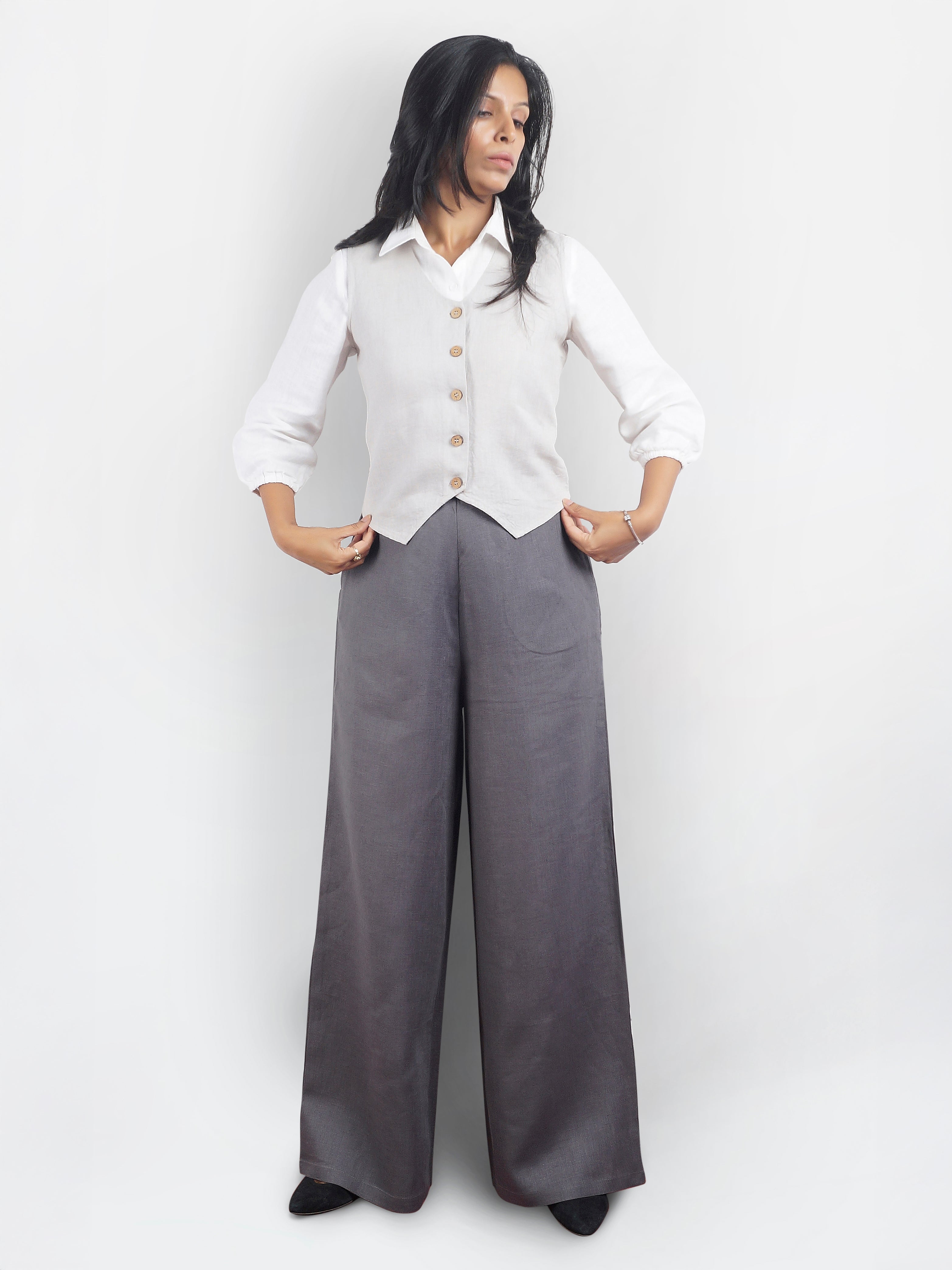 Charcoal Grey Linen Pant