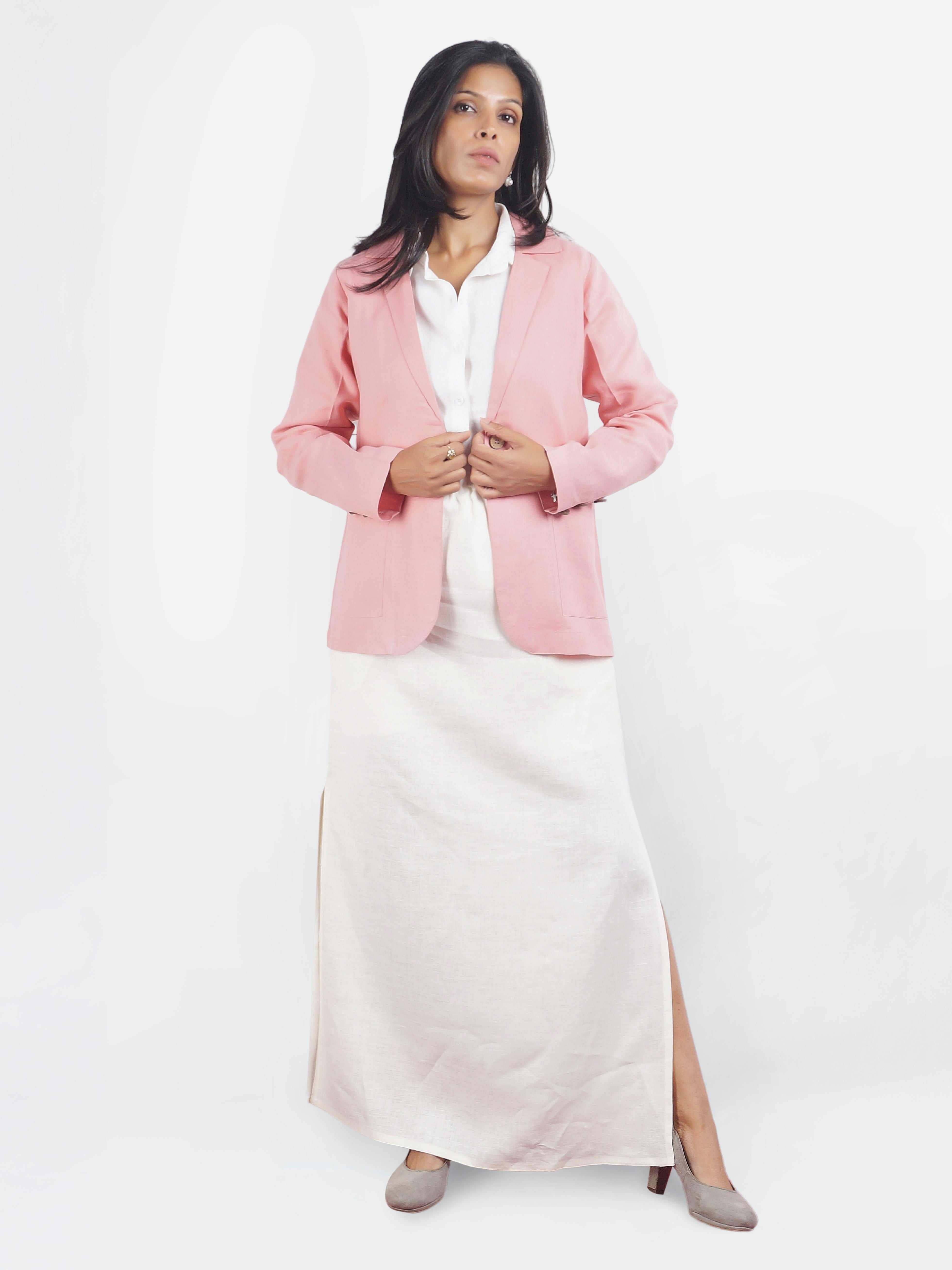 Dusty Pink Linen Blazer