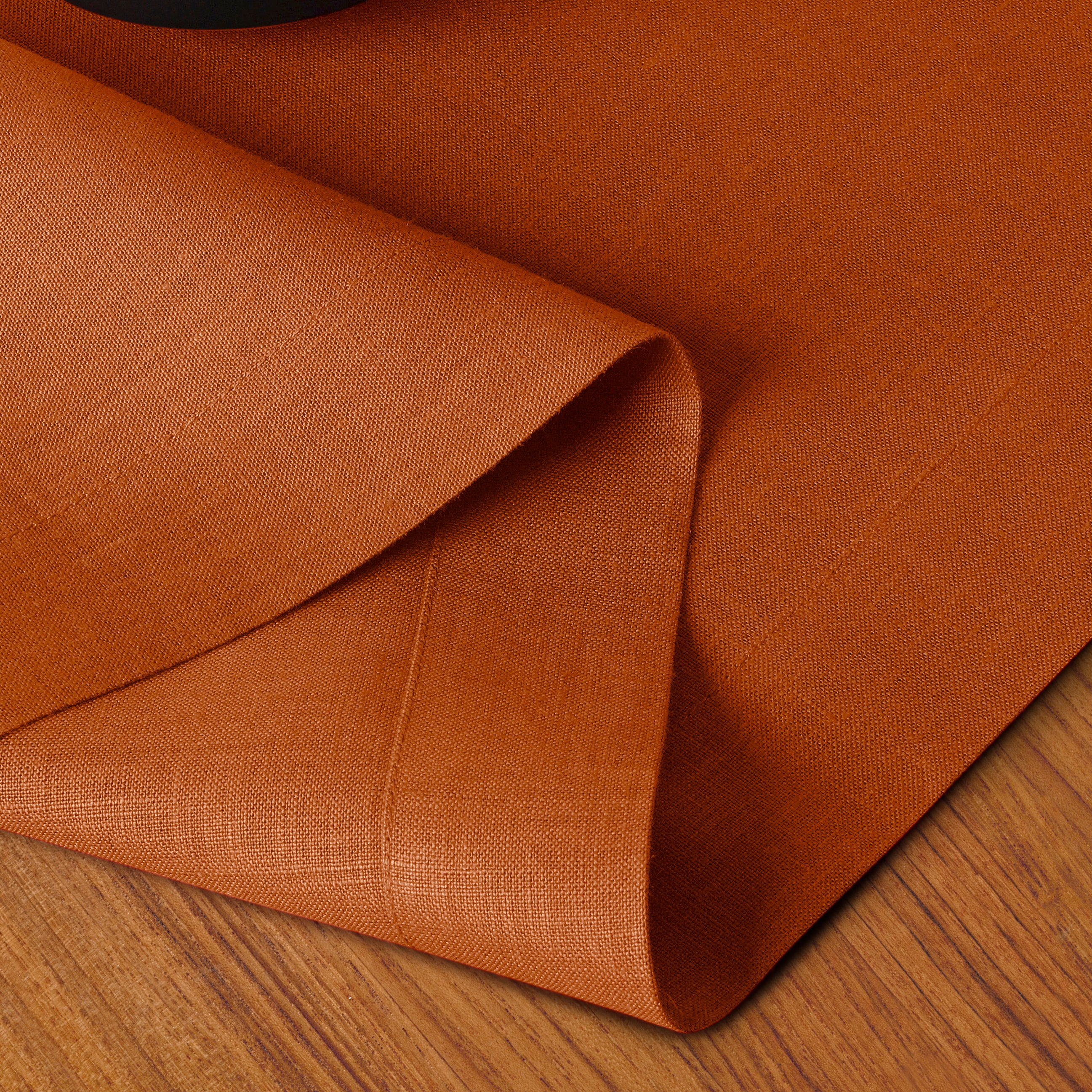 100% Pure Linen Fabric Rust