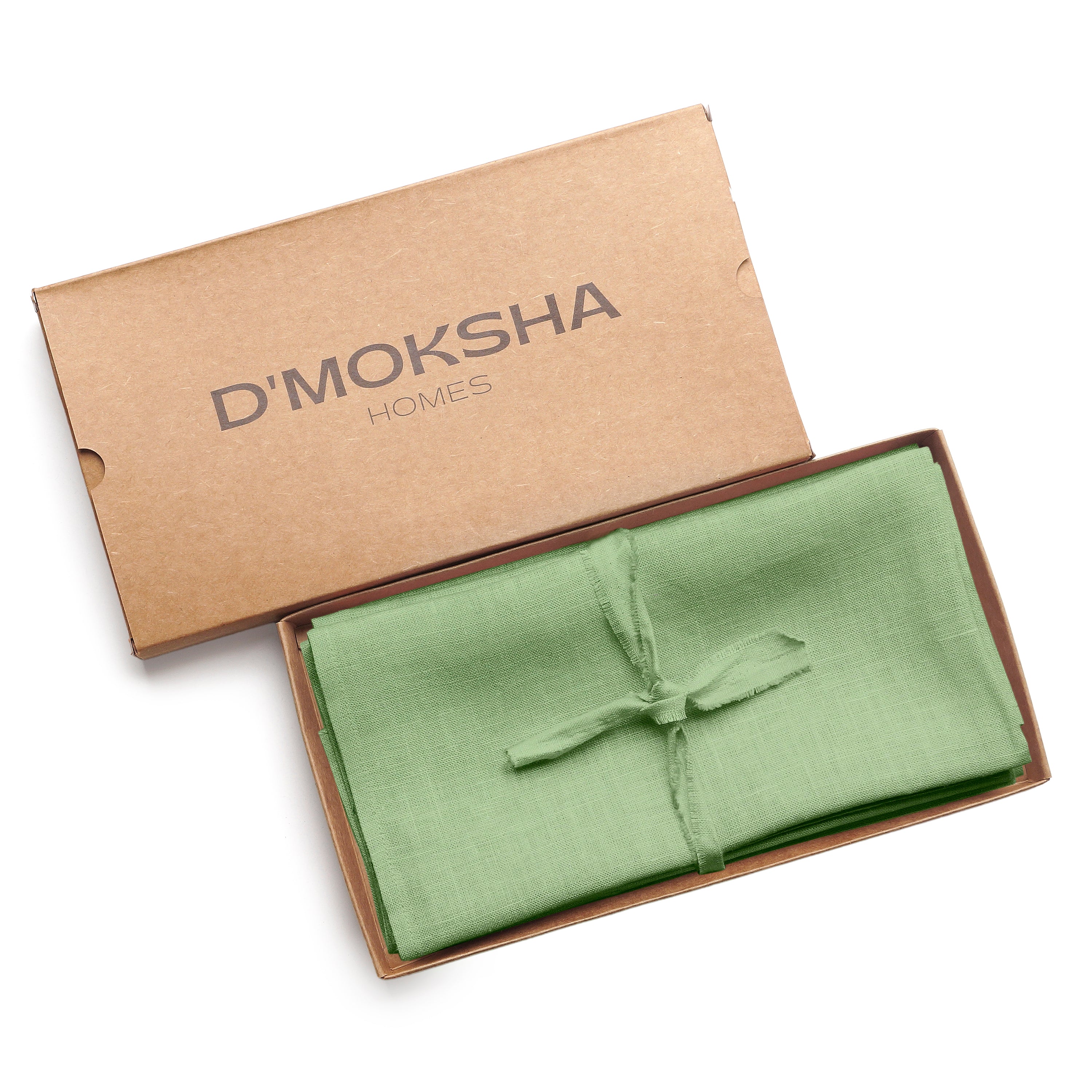 Close-up of the mitered corners on sage green pure linen dinner napkins
