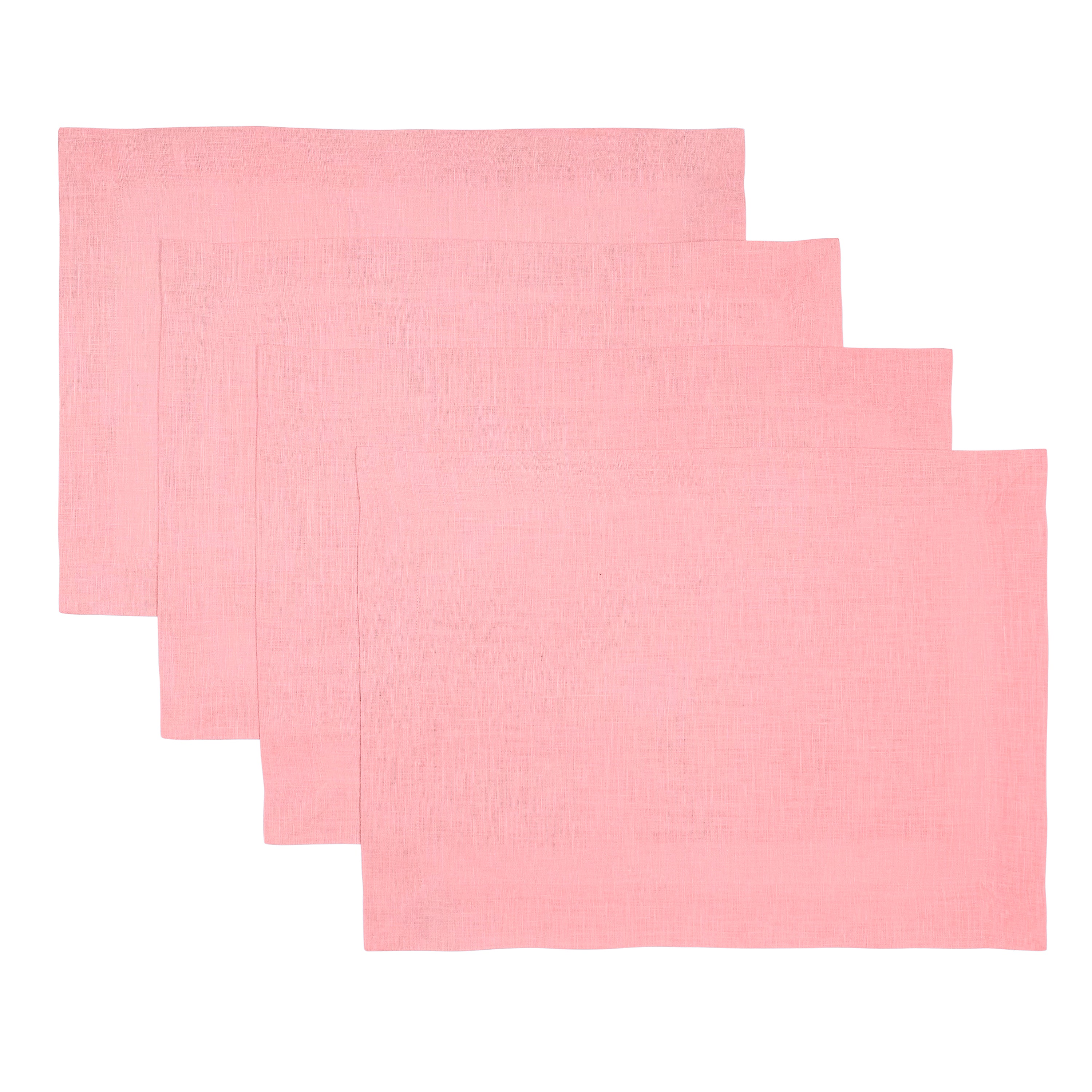 Dusty pink pure linen placemats styled on a dining table