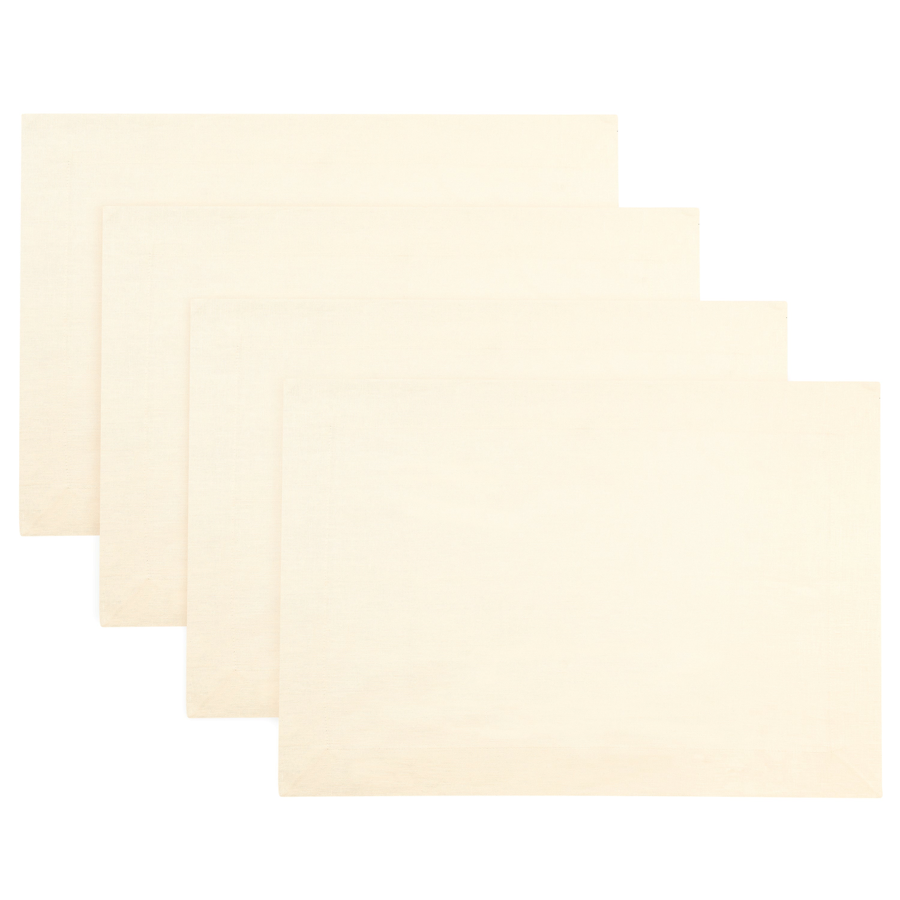 Vanilla Cream Linen Placemats, Hemmed, 14 x 19 inch, 4 pcs