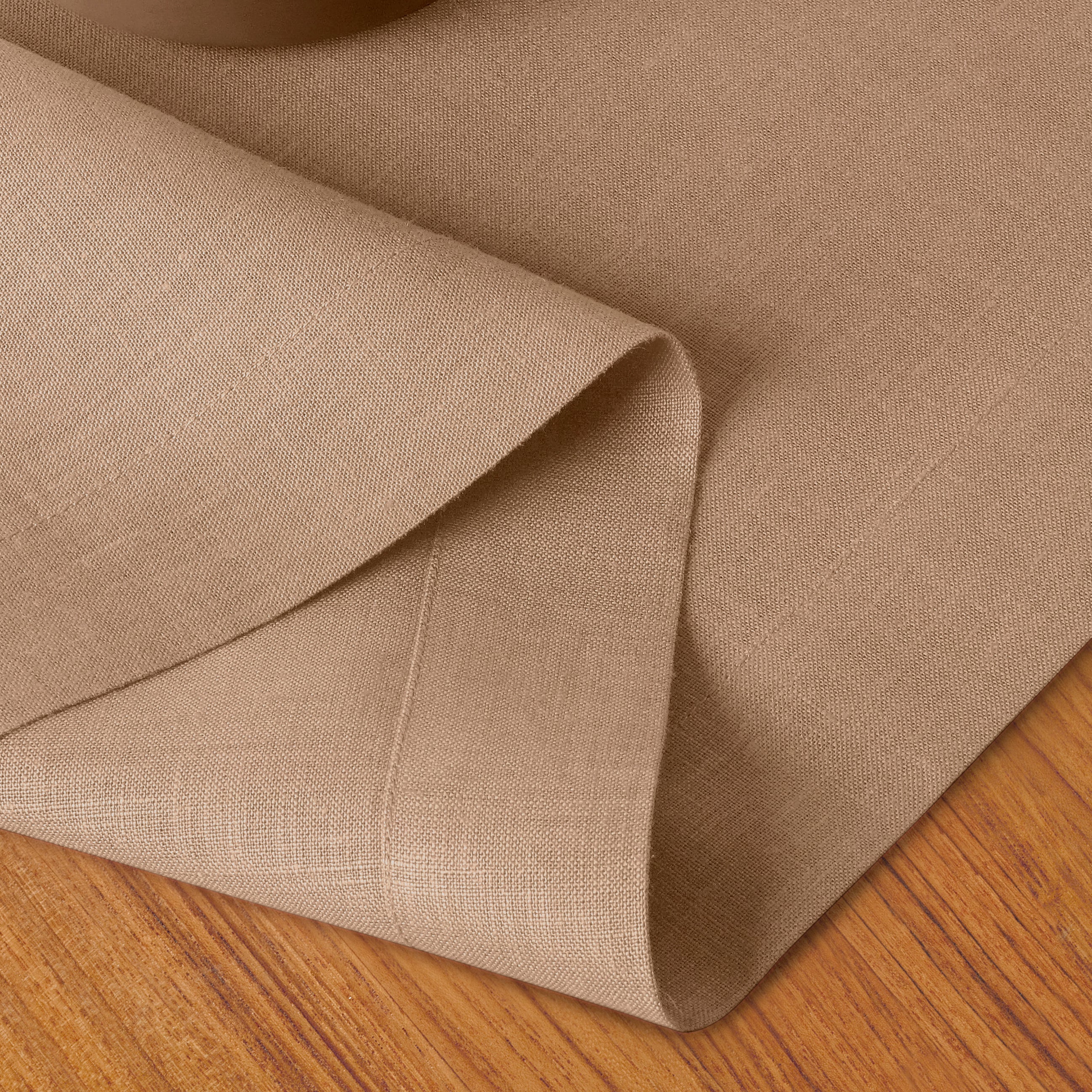 Champagne Beige Pure Linen Table Runner - Hemmed