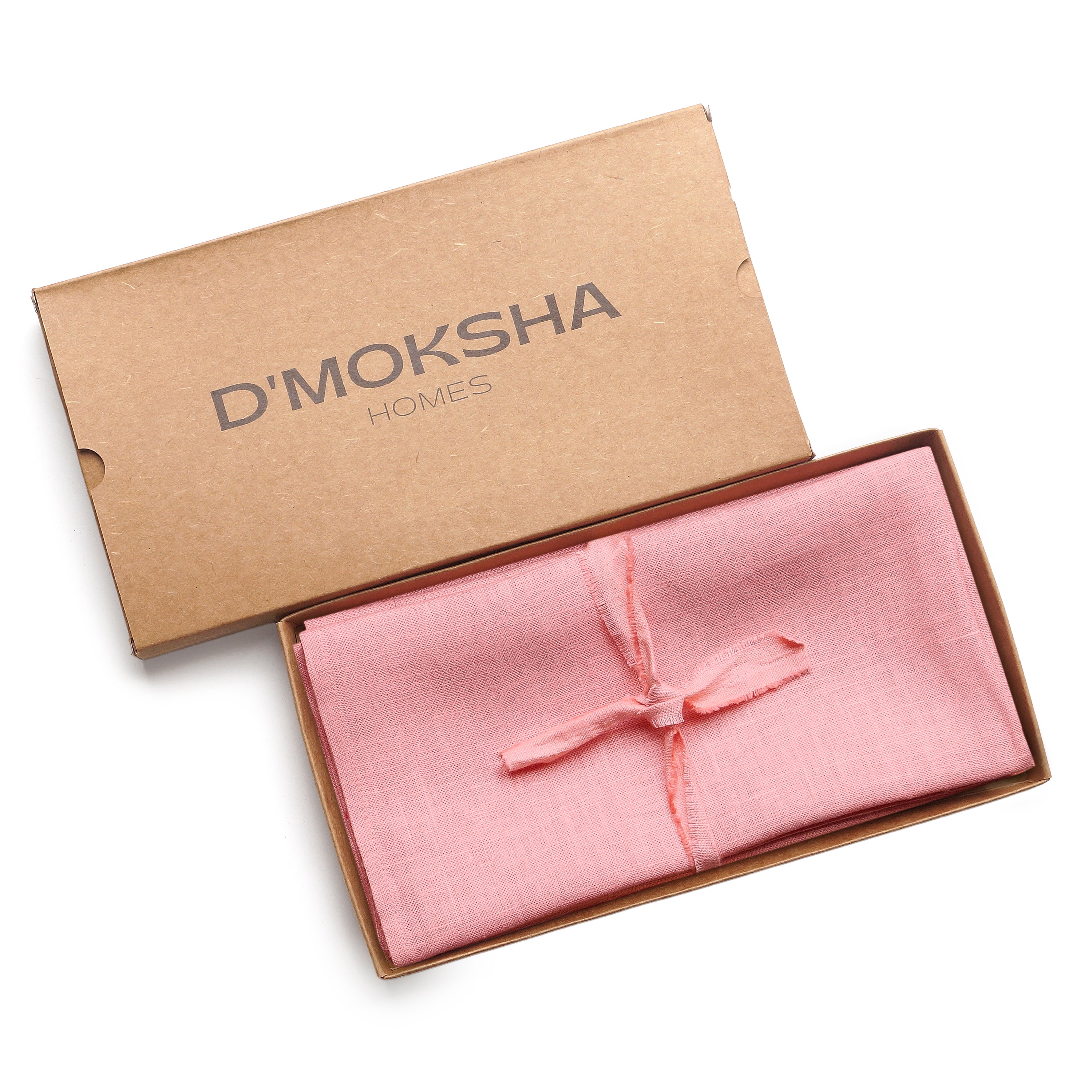 Dusty pink pure linen dinner napkins with matching D'Moksha table linens