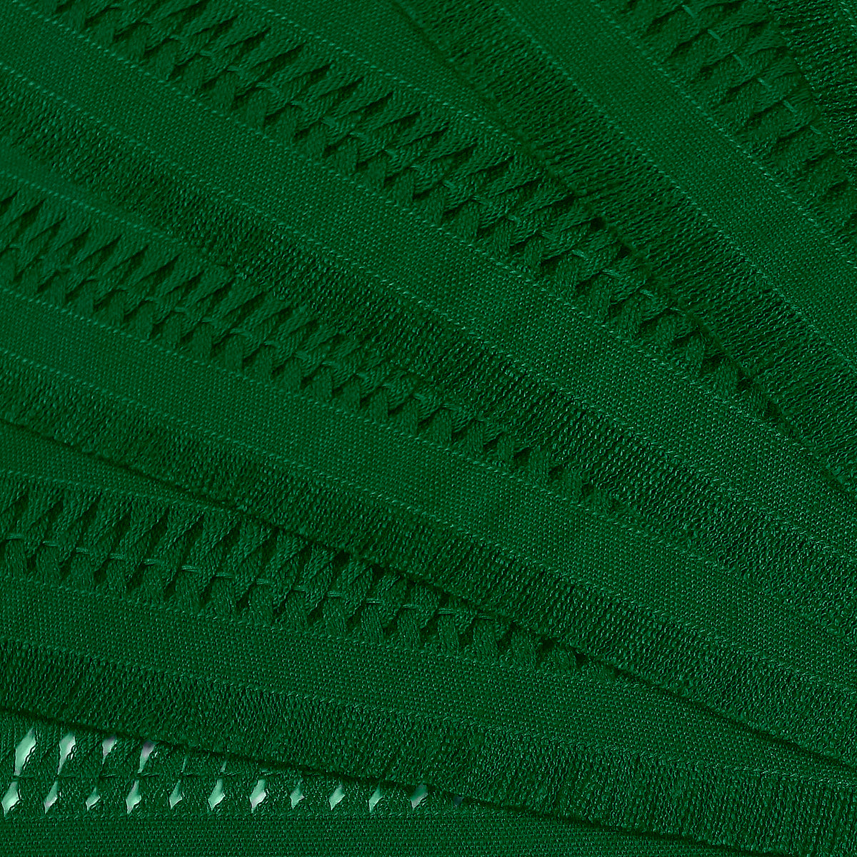 Close-up of the hand-hemstitch edge on eden green faux linen dinner napkins