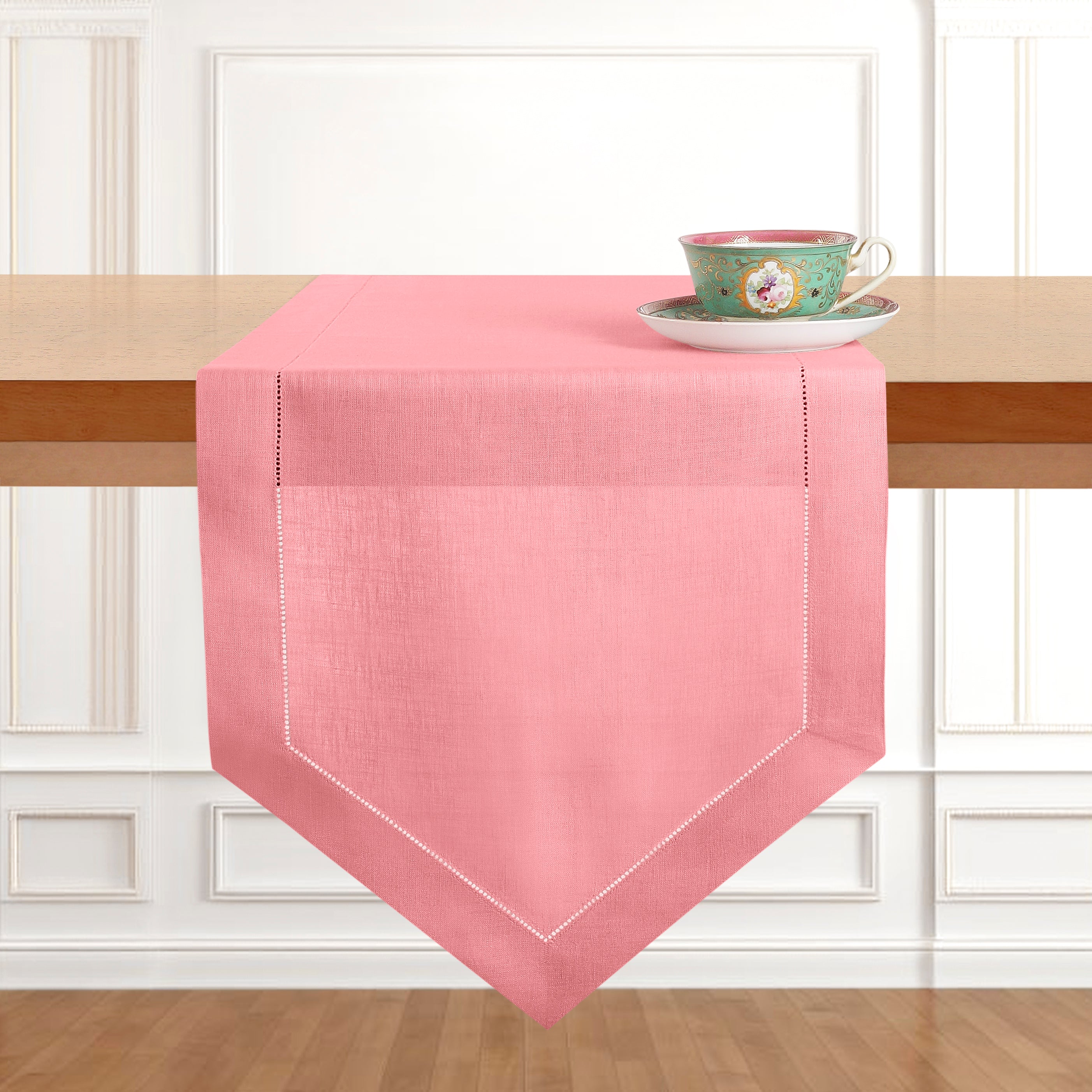 Dusty pink pure linen table runner, 14 x 72 inches