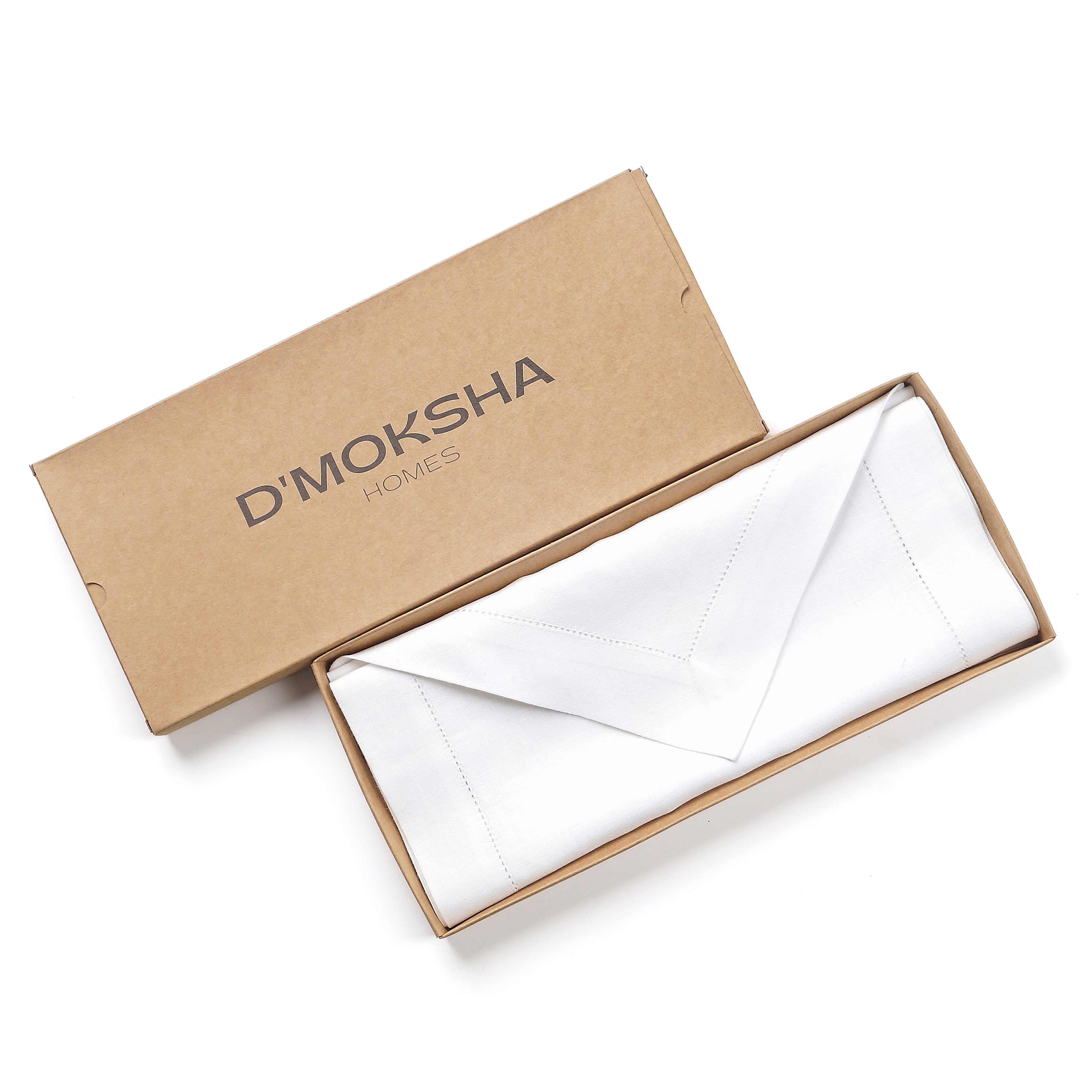 White pure linen table runner folded to show fabric texture