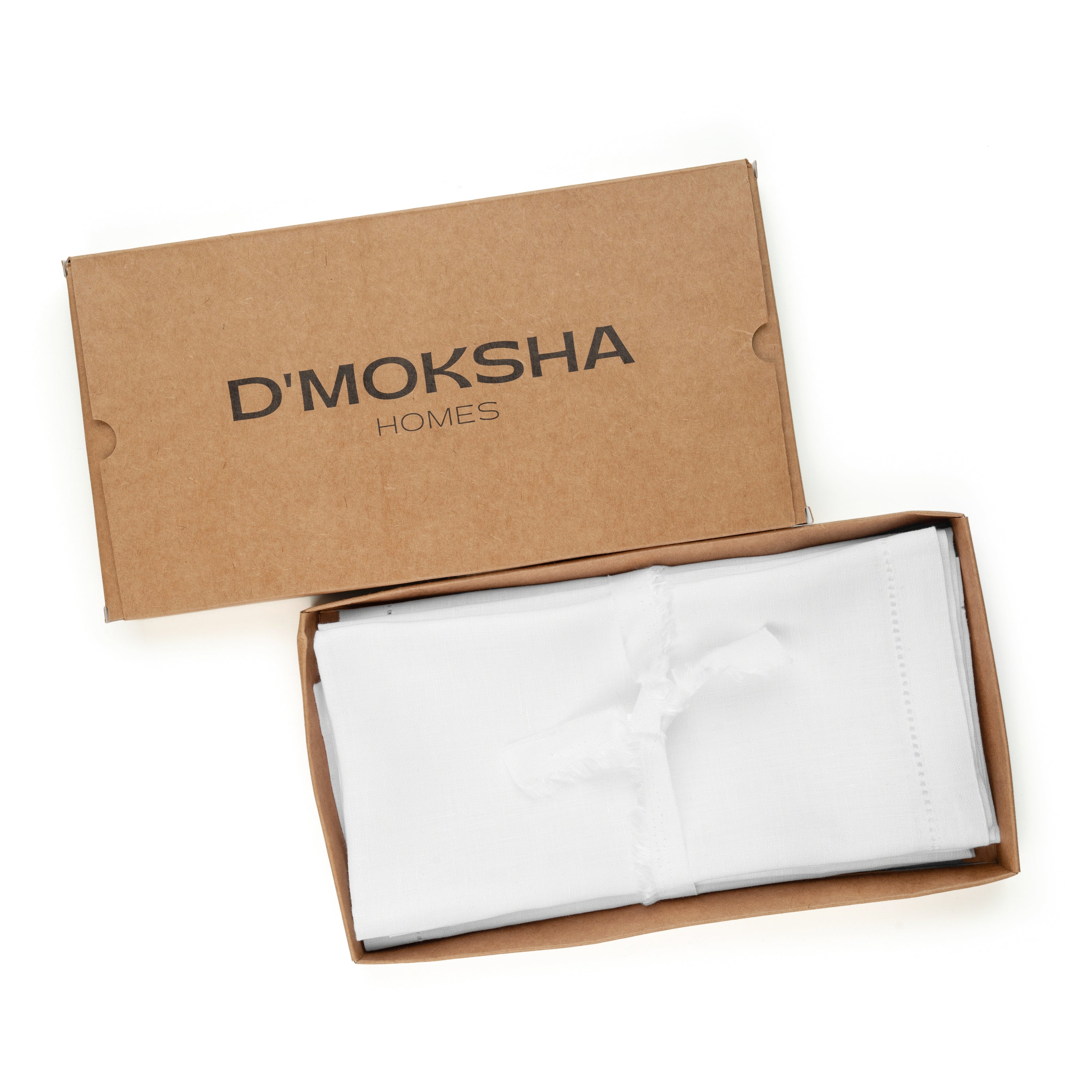 White pure linen dinner napkins folded to show fabric texture