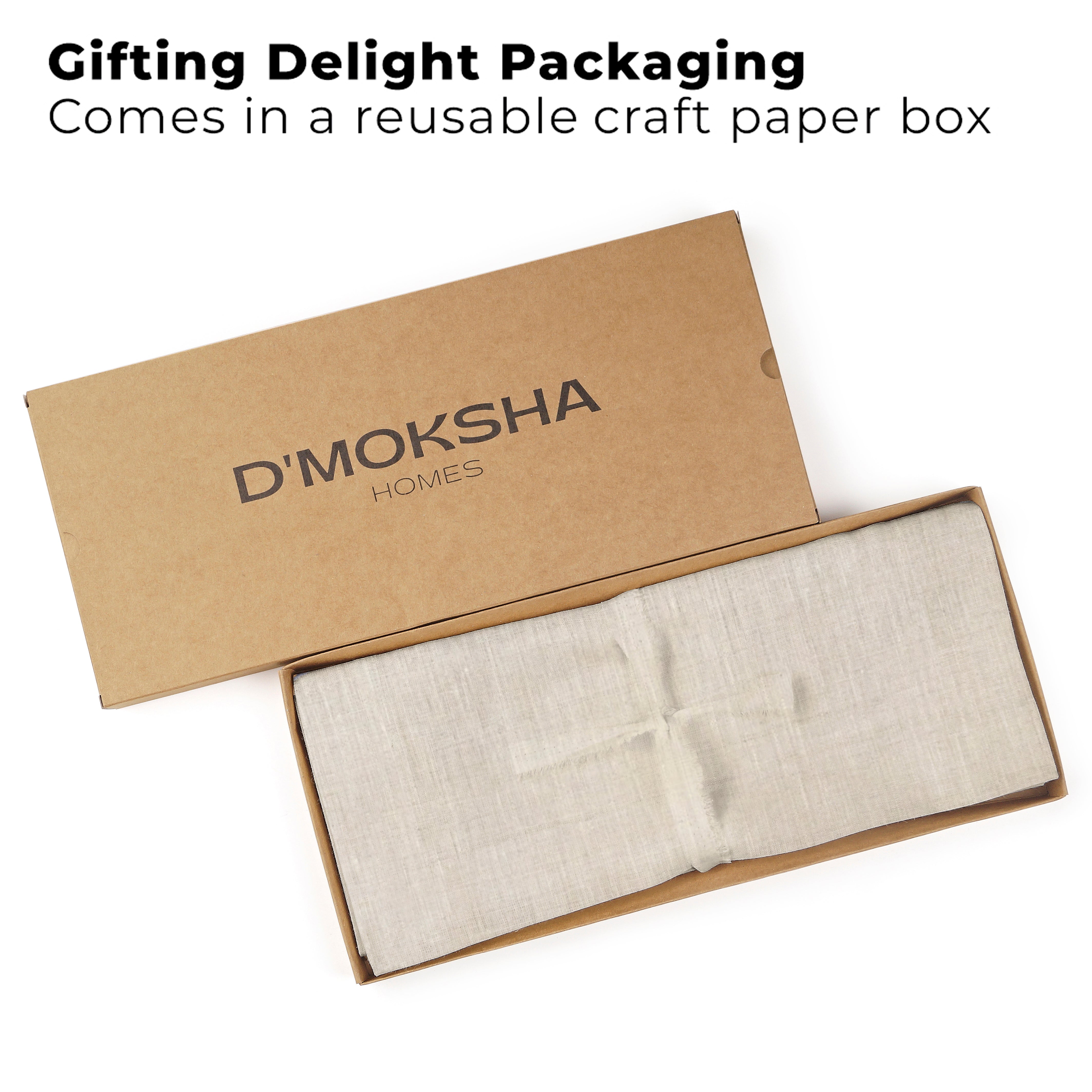 Light natural pure linen table runner with matching D'Moksha table linens