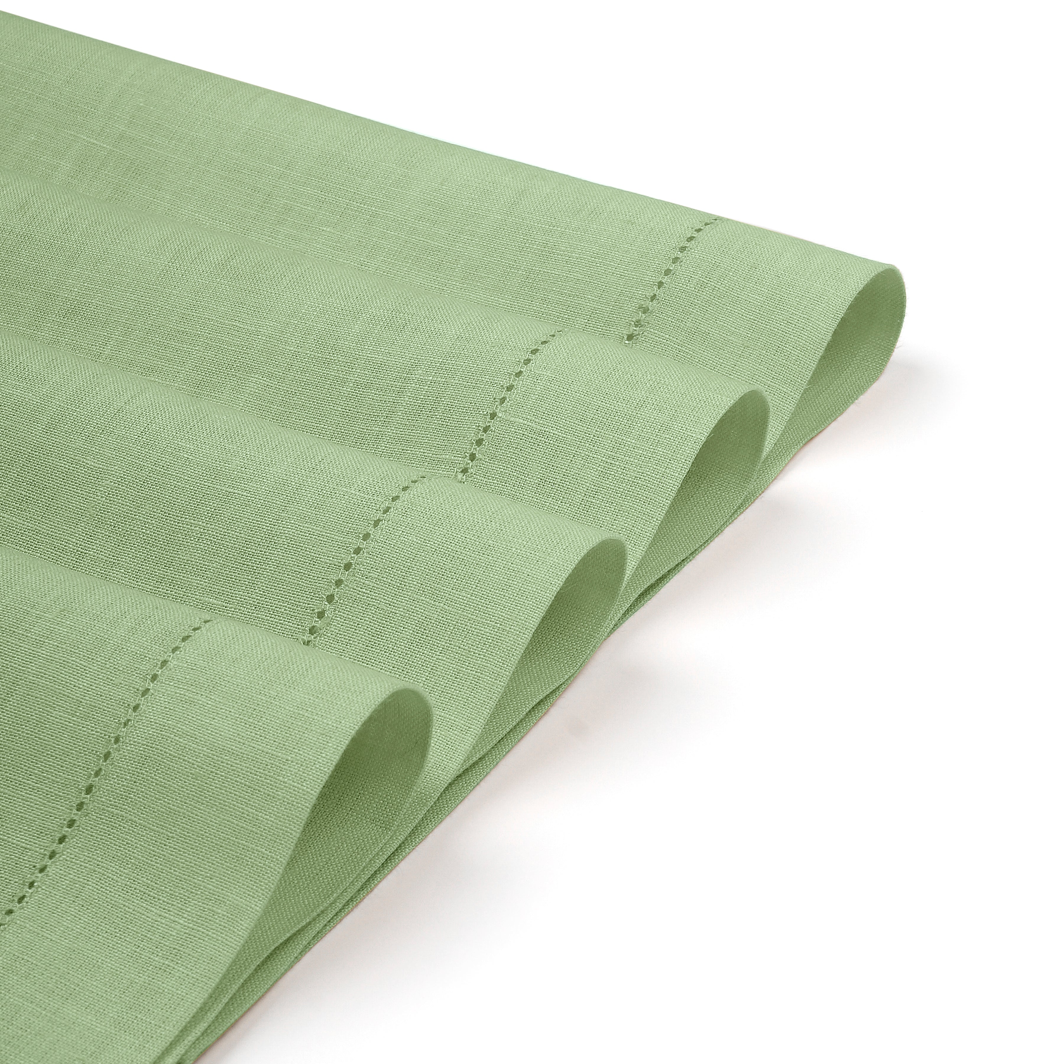 Sage Green Linen Placemats, Hemstitch, 14 x 19 inch, 6 pcs