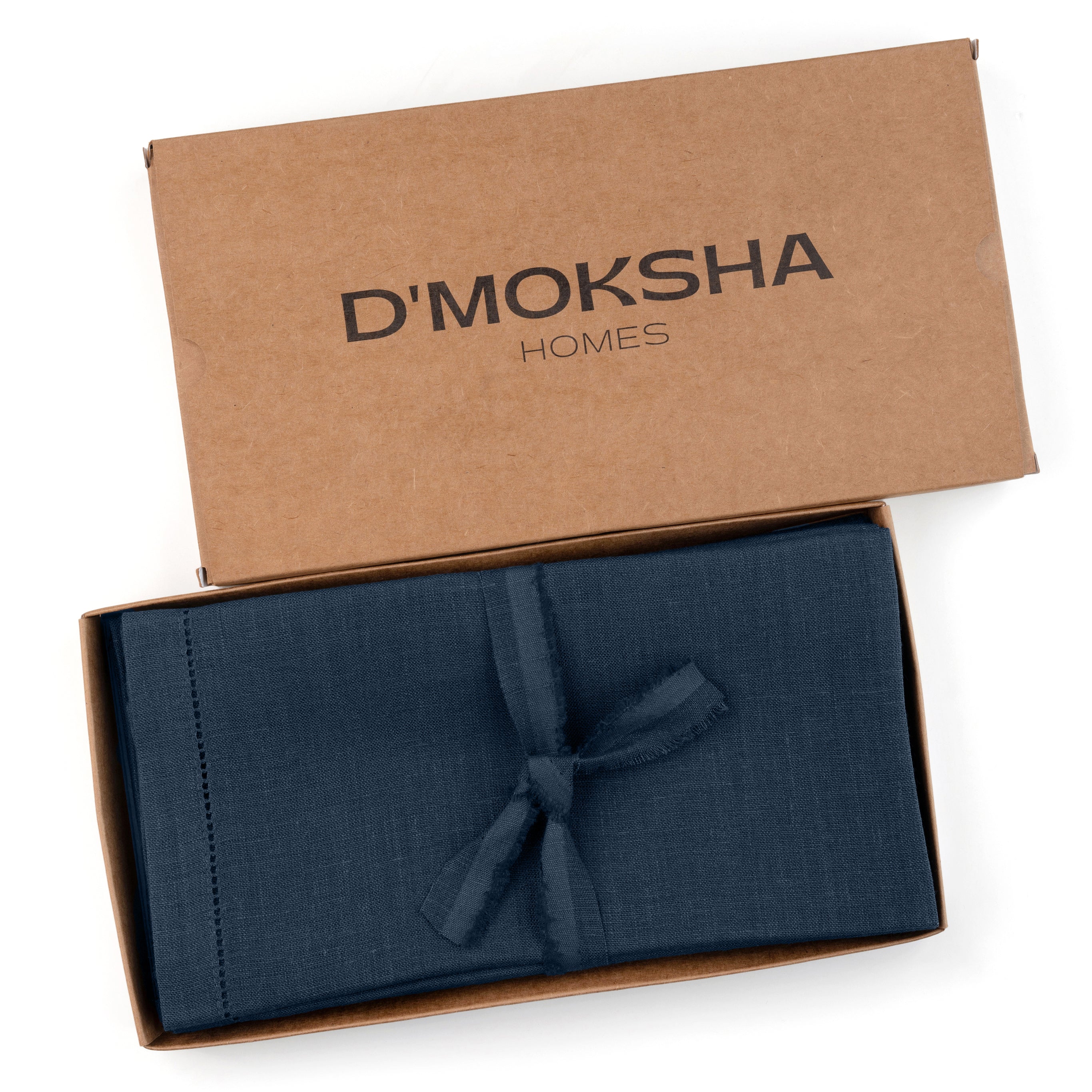 Navy Blue Linen Napkins, Hemstitch, 20 x 20 inch, 8 pcs