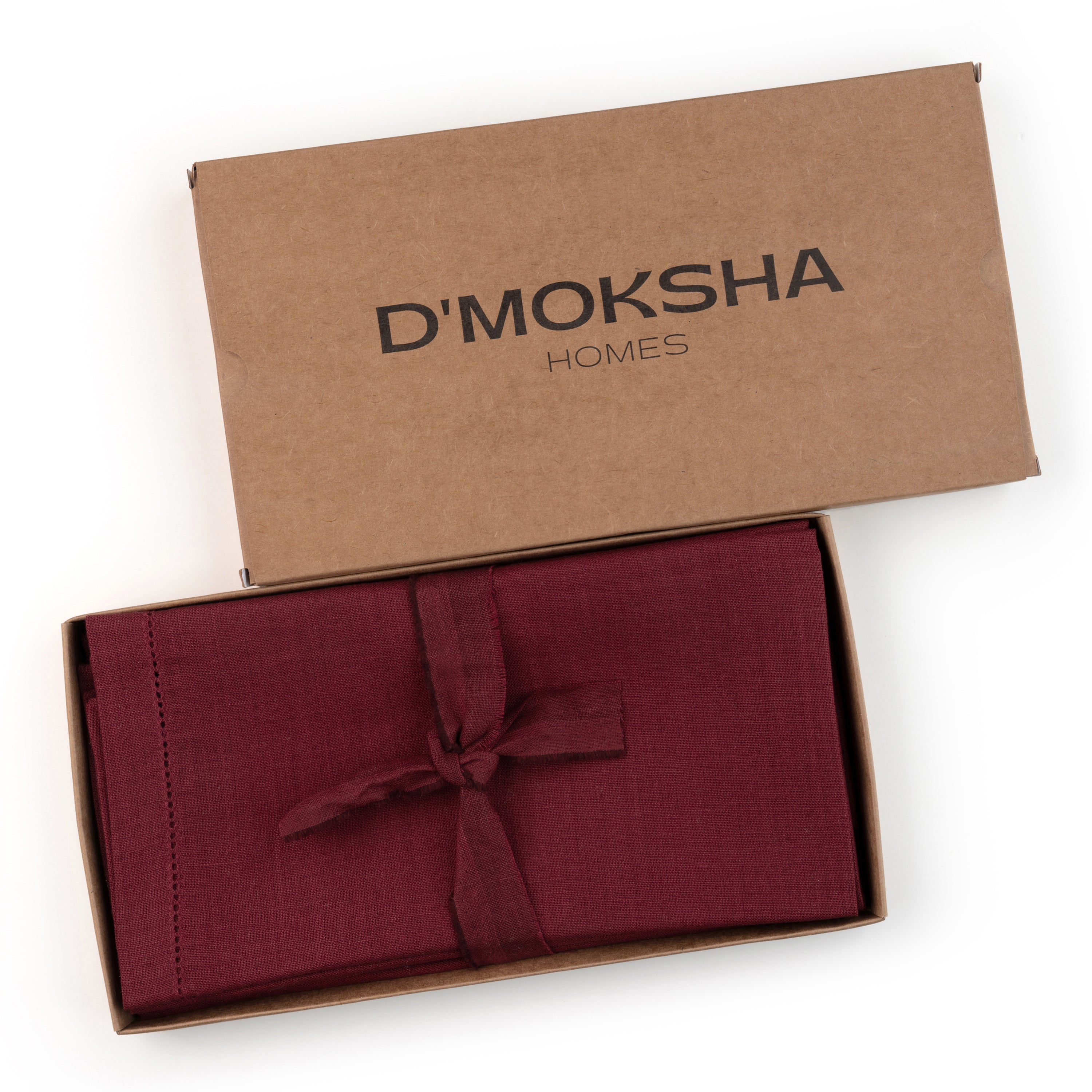 Dark Red Linen Napkins, Hemstitch, 20 x 20 inch, 8 pcs
