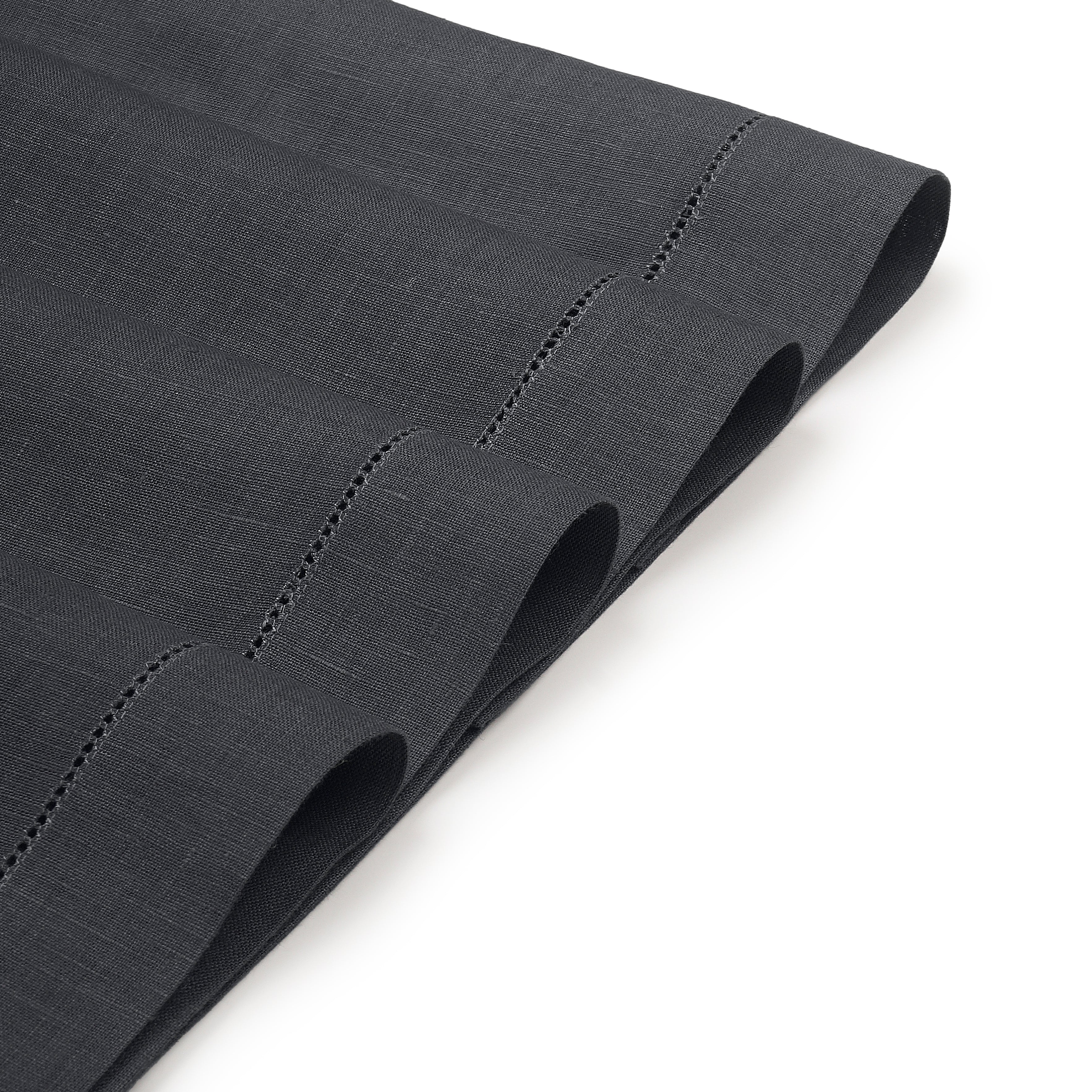 Charcoal Grey Linen Placemats, Hemstitch, 14 x 19 inch, 6 pcs