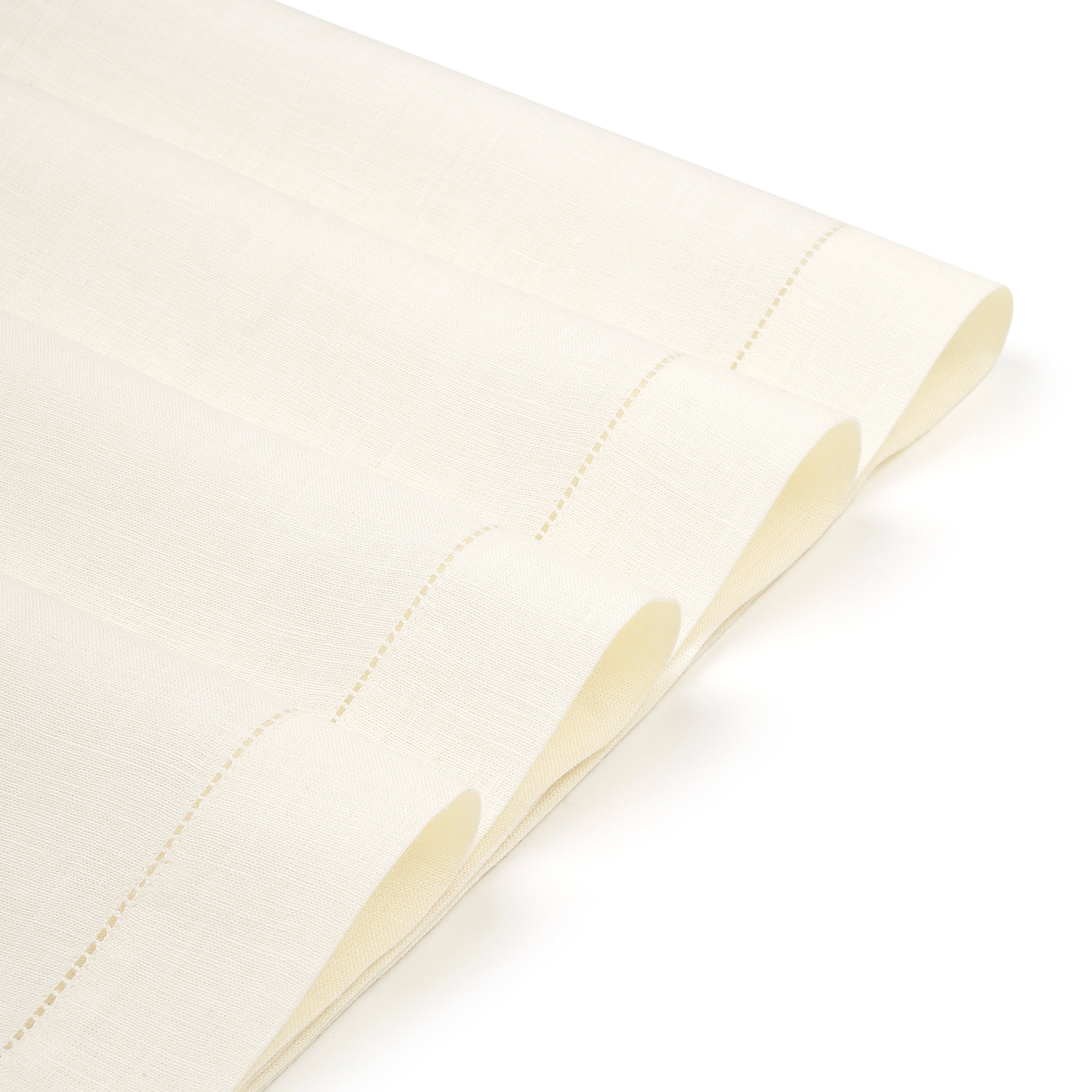 Ivory Linen Placemats, Hemstitch, 14 x 19 inch, 6 pcs