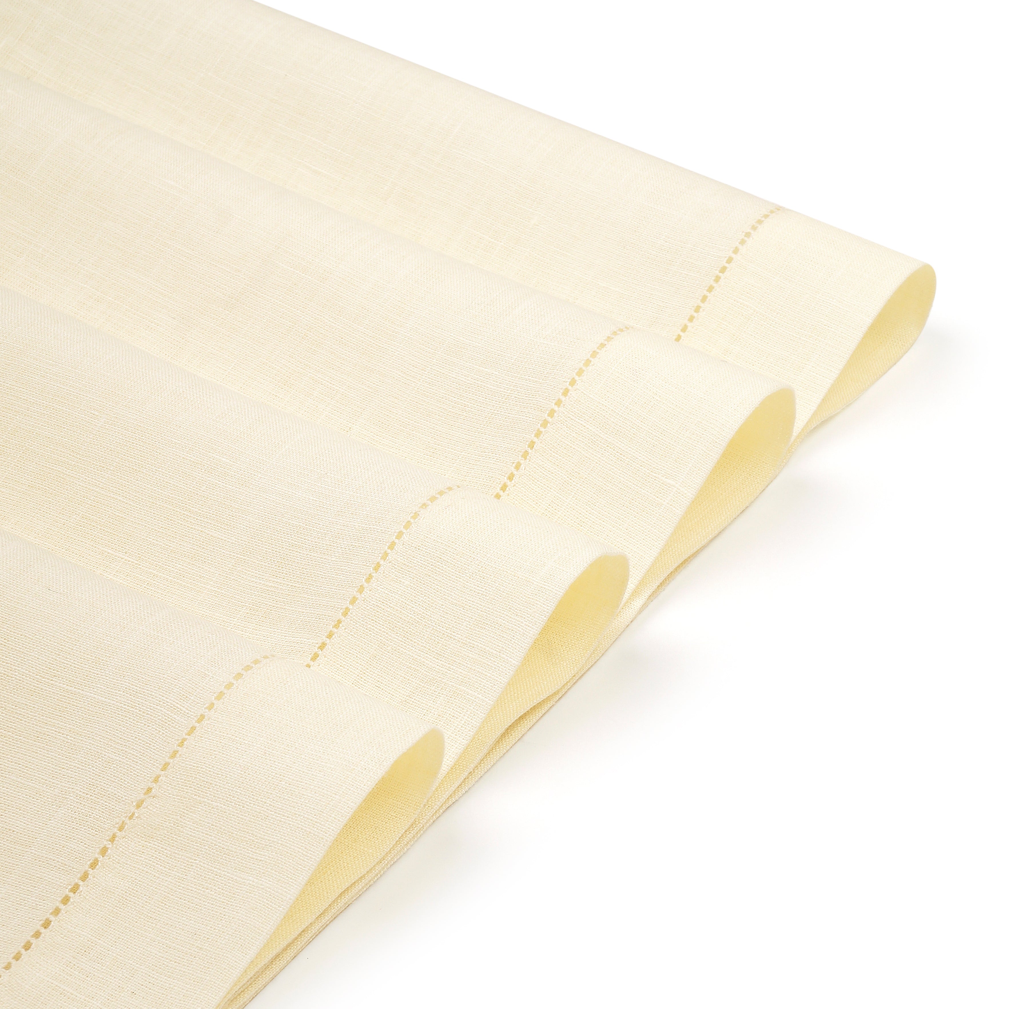 Cream Linen Placemats, Hemstitch, 14 x 19 inch, 4 pcs
